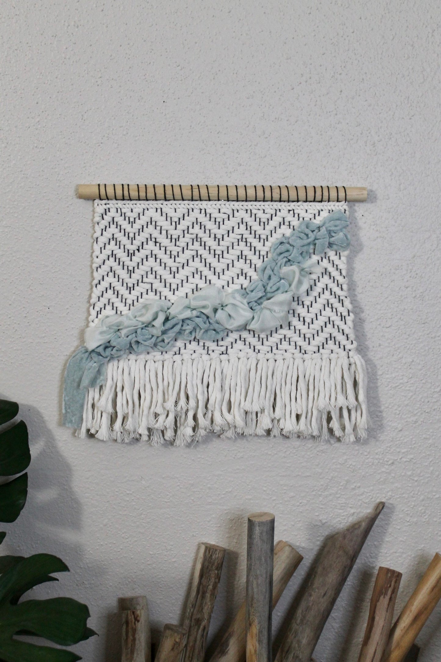 Blue silk woven wall hanging | wall art | weaving | woven tapestry | wall decor | wall tapestry | home decor | tapestry