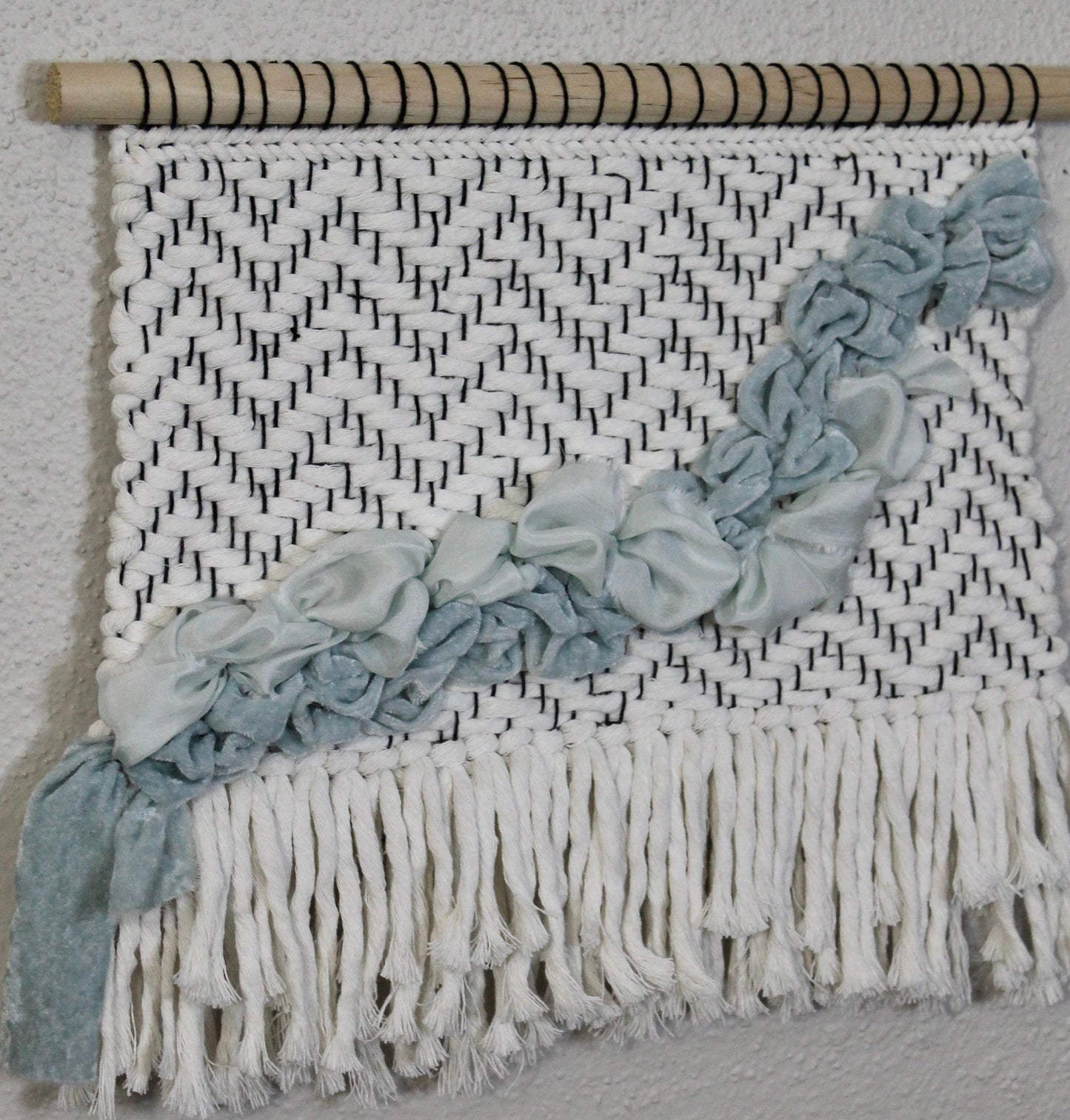 Blue silk woven wall hanging | wall art | weaving | woven tapestry | wall decor | wall tapestry | home decor | tapestry