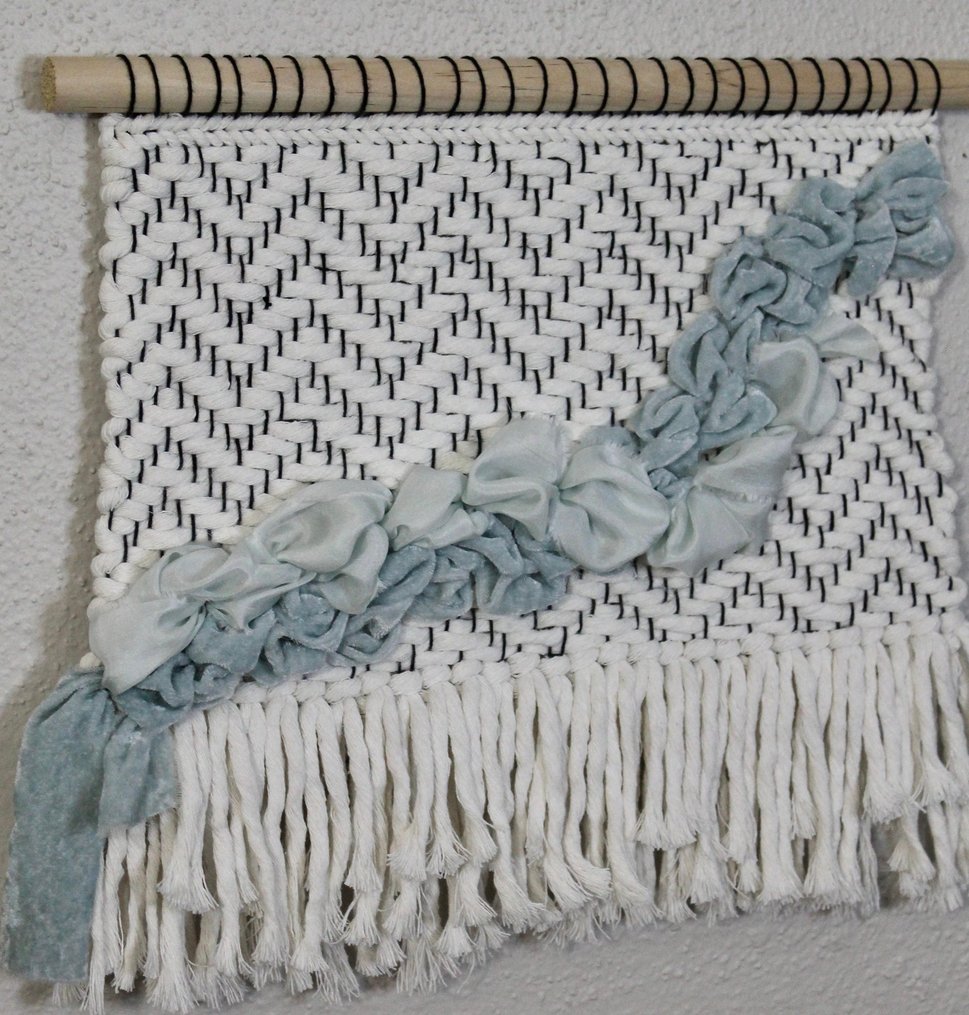 Blue silk woven wall hanging | wall art | weaving | woven tapestry | wall decor | wall tapestry | home decor | tapestry