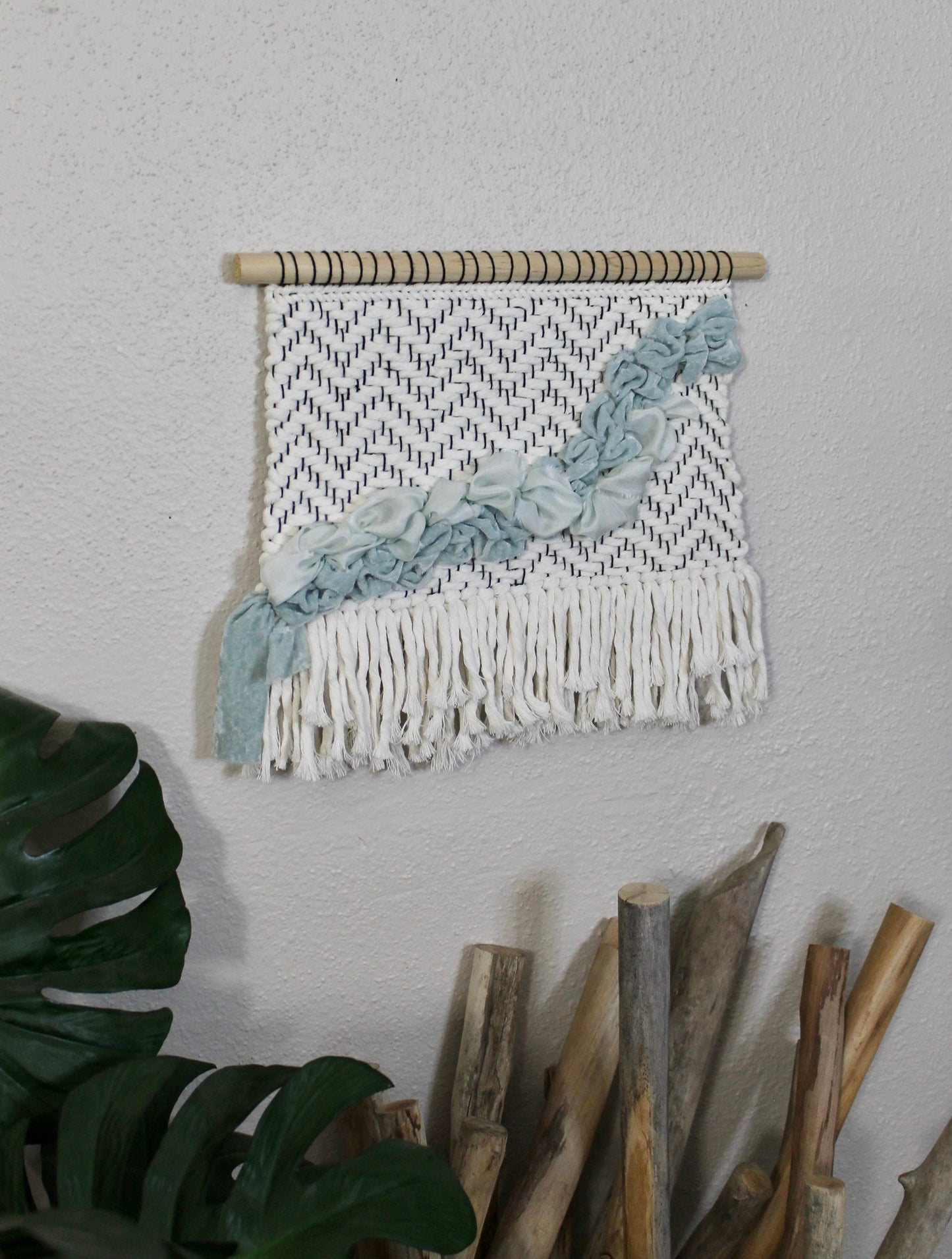 Blue silk woven wall hanging | wall art | weaving | woven tapestry | wall decor | wall tapestry | home decor | tapestry