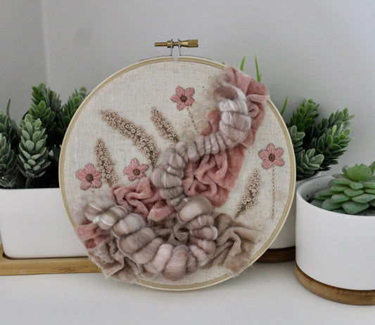 Pink flower abstract embroidery | embroidery hoop | foil embroidery | diy | gift idea | flower