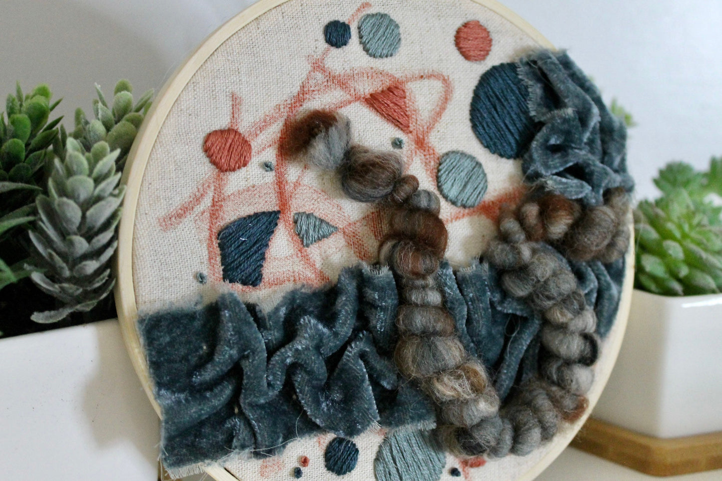 Abstract shapes embroidery | abstract | embroidery hoop | foil embroidery | diy | gift idea | flower