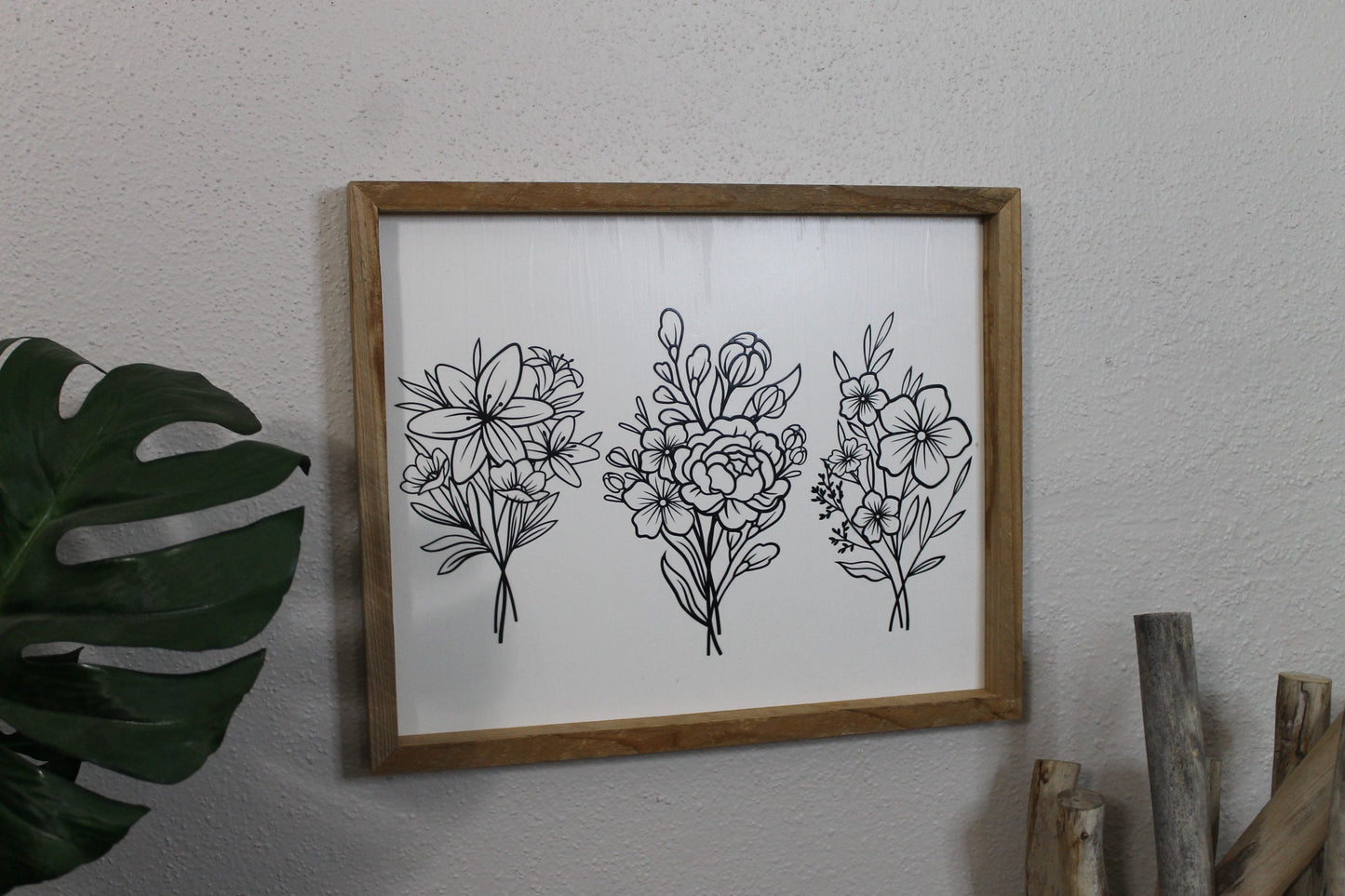 Floral decor | botanical | handmade barnwood frame | farmhouse decor | home decor | wall decor | handmade decor