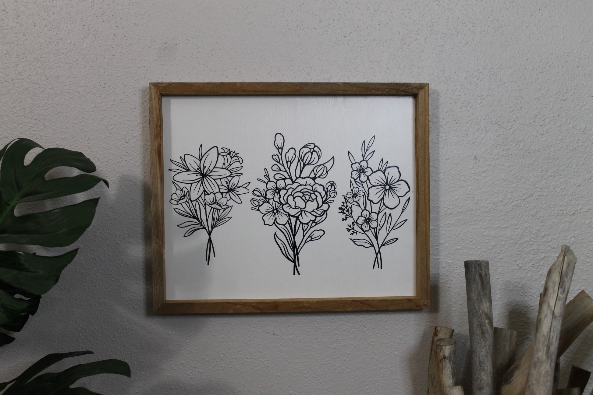 Floral decor | botanical | handmade barnwood frame | farmhouse decor | home decor | wall decor | handmade decor