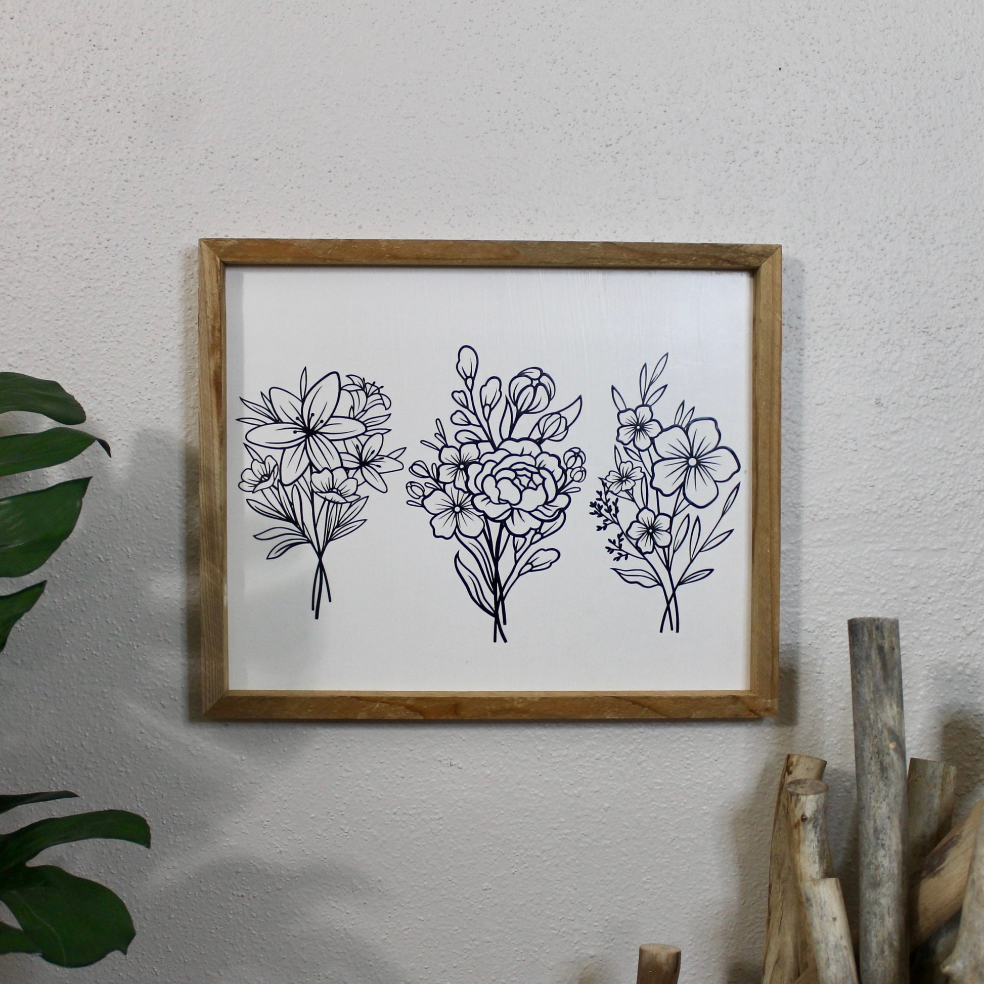 Floral decor | botanical | handmade barnwood frame | farmhouse decor | home decor | wall decor | handmade decor