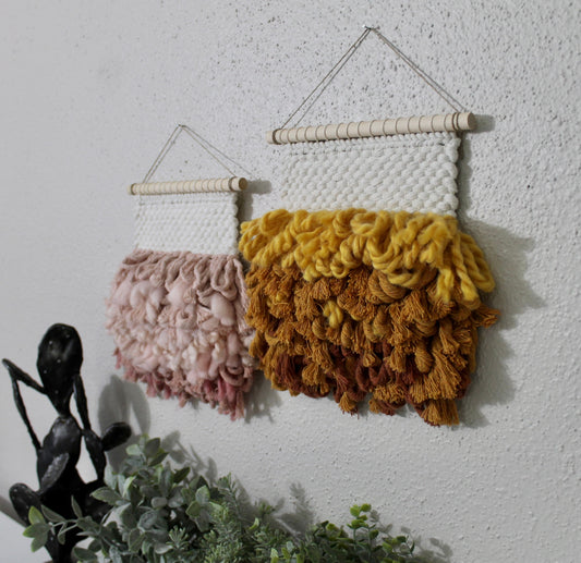 Mini orange pink woven wall hanging | wall art | weaving | woven tapestry | wall decor | wall tapestry | home decor | tapestry