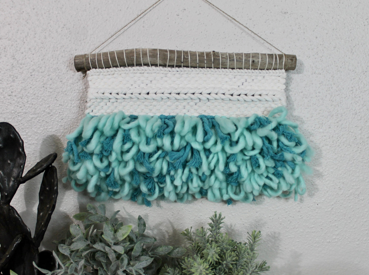 Mini peach blue woven wall hanging | wall art | weaving | woven tapestry | wall decor | wall tapestry | home decor | tapestry