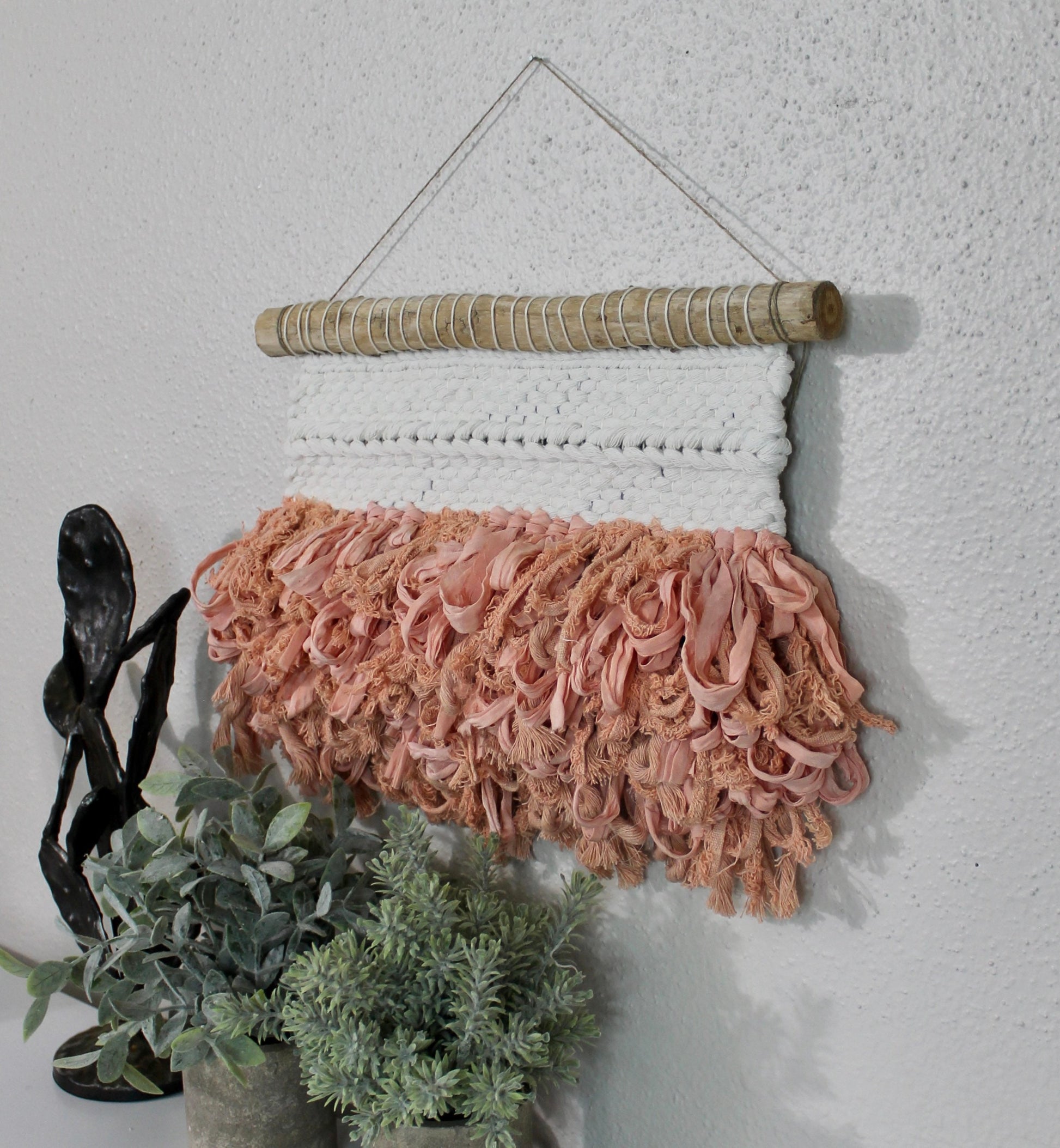 Mini peach blue woven wall hanging | wall art | weaving | woven tapestry | wall decor | wall tapestry | home decor | tapestry