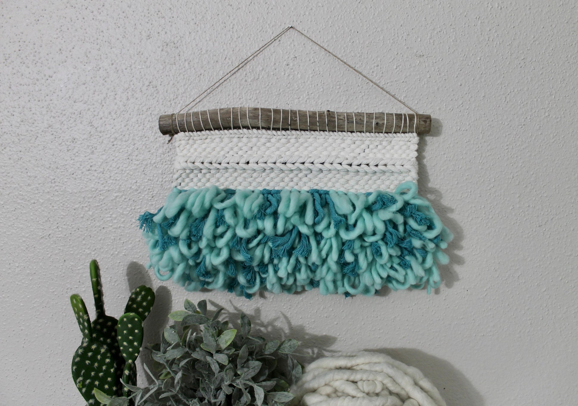 Mini peach blue woven wall hanging | wall art | weaving | woven tapestry | wall decor | wall tapestry | home decor | tapestry