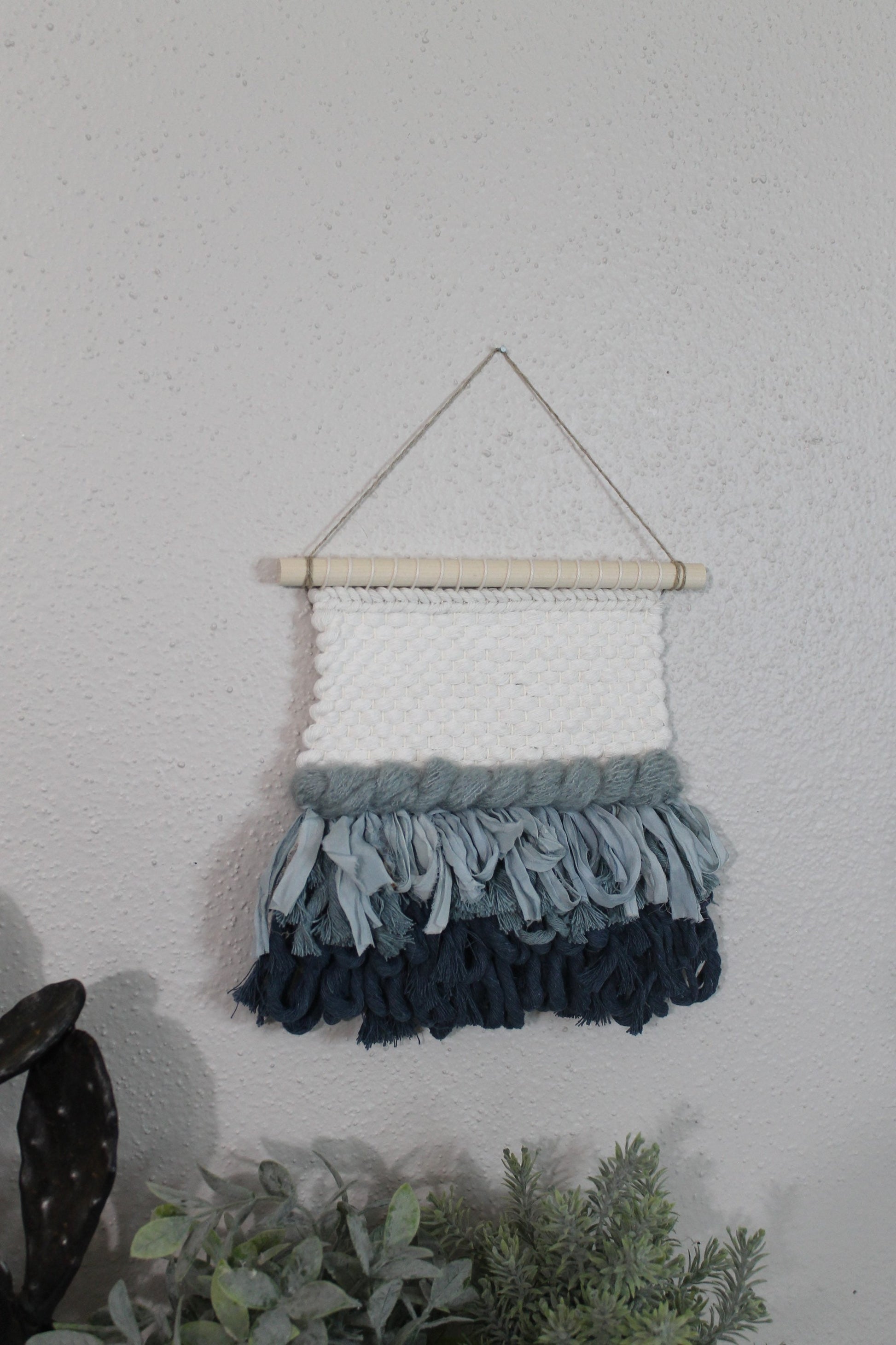 Mini green blue woven wall hanging | wall art | weaving | woven tapestry | wall decor | wall tapestry | home decor | tapestry