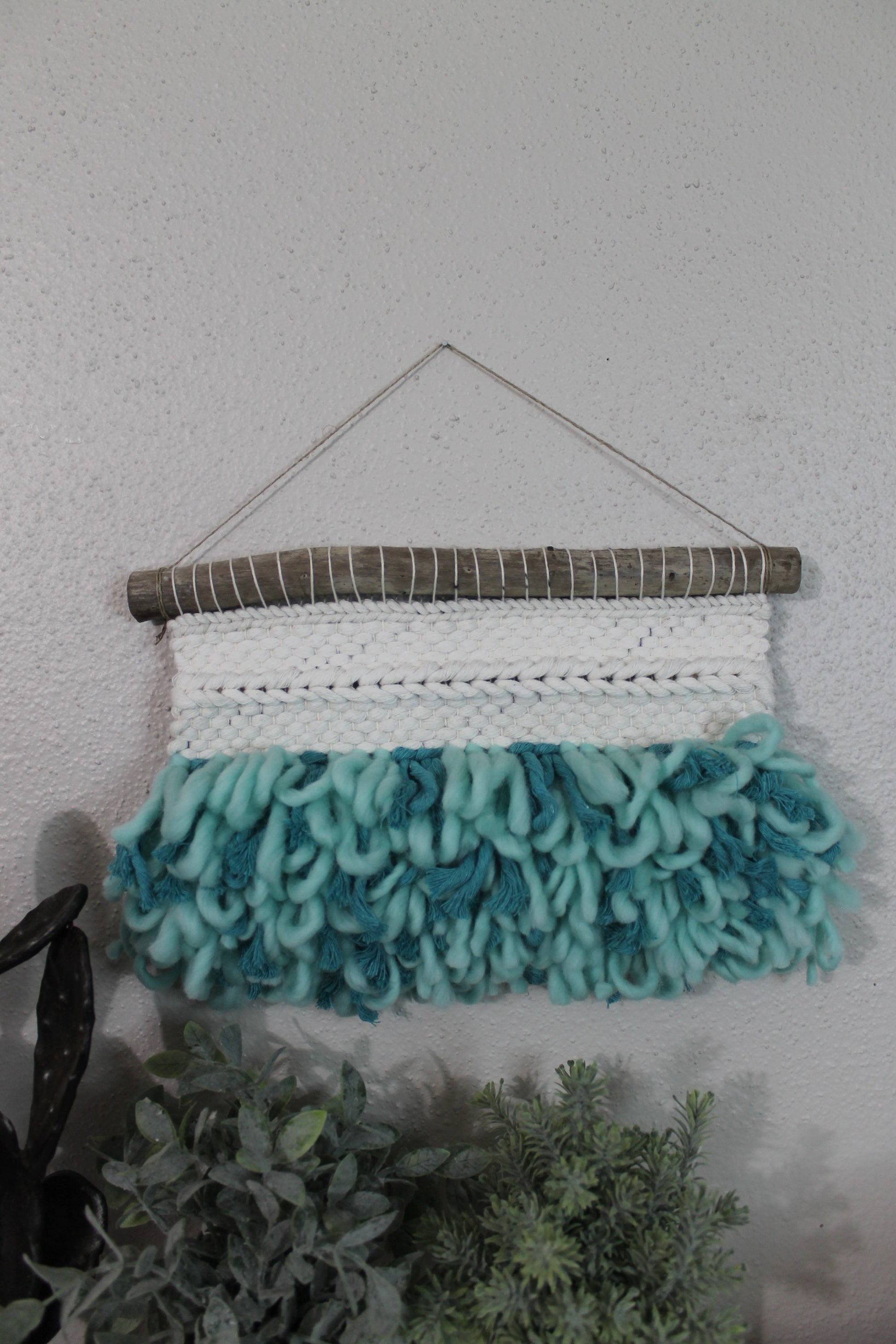 Mini peach blue woven wall hanging | wall art | weaving | woven tapestry | wall decor | wall tapestry | home decor | tapestry