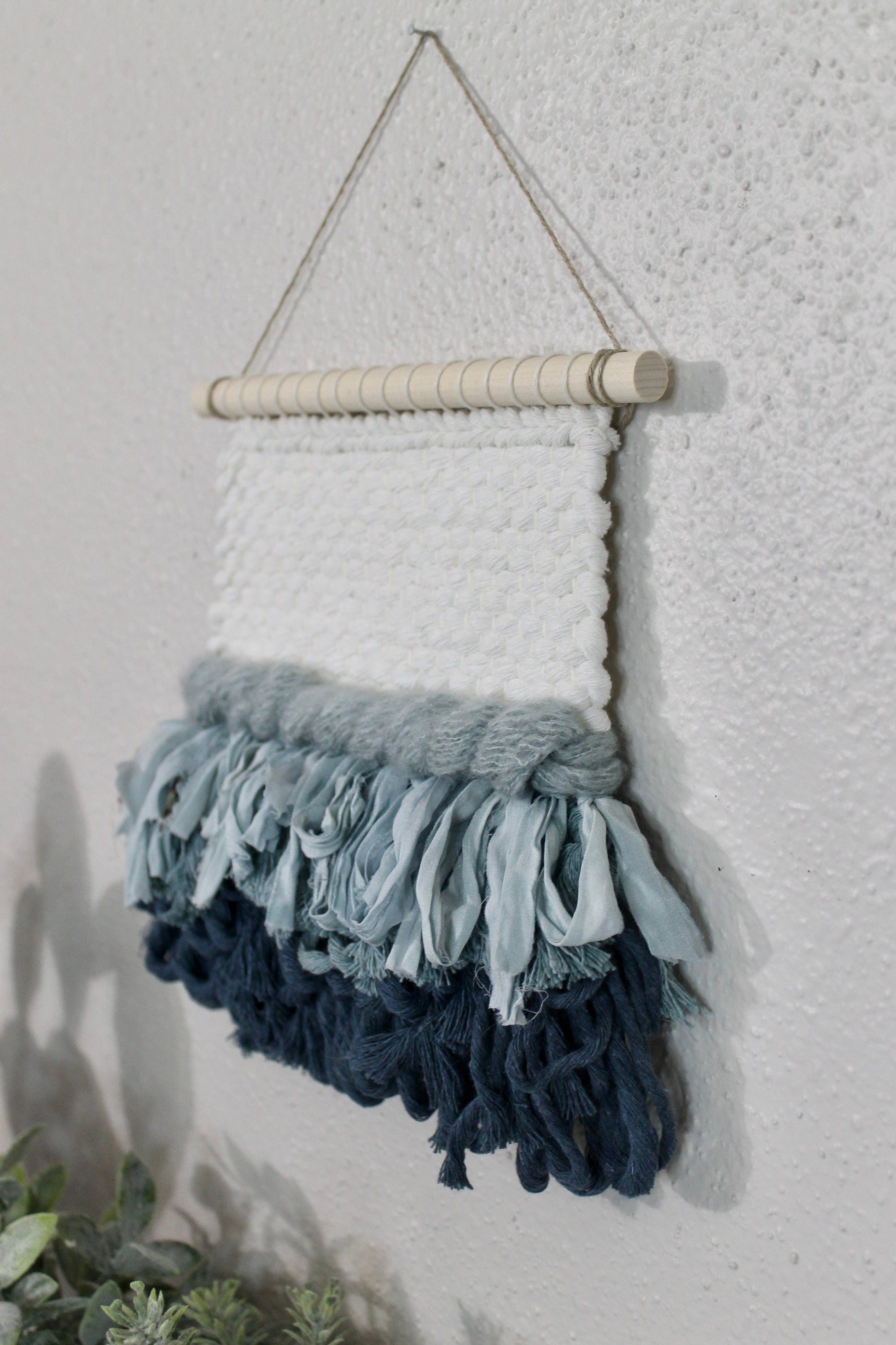 Mini green blue woven wall hanging | wall art | weaving | woven tapestry | wall decor | wall tapestry | home decor | tapestry