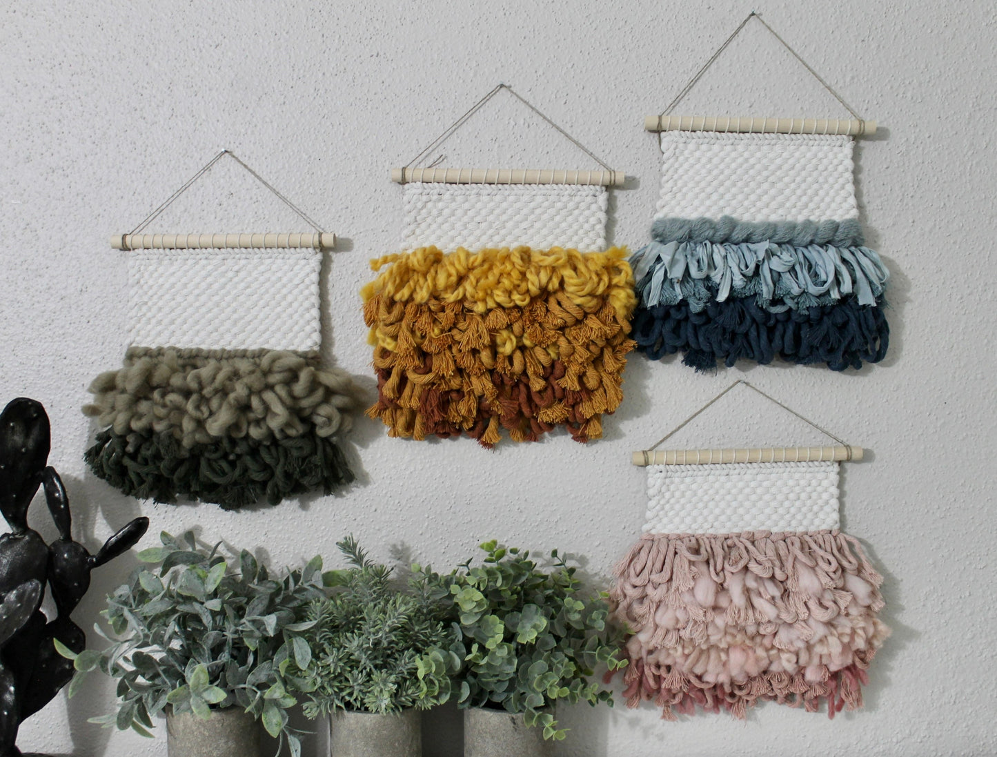 Mini green blue woven wall hanging | wall art | weaving | woven tapestry | wall decor | wall tapestry | home decor | tapestry