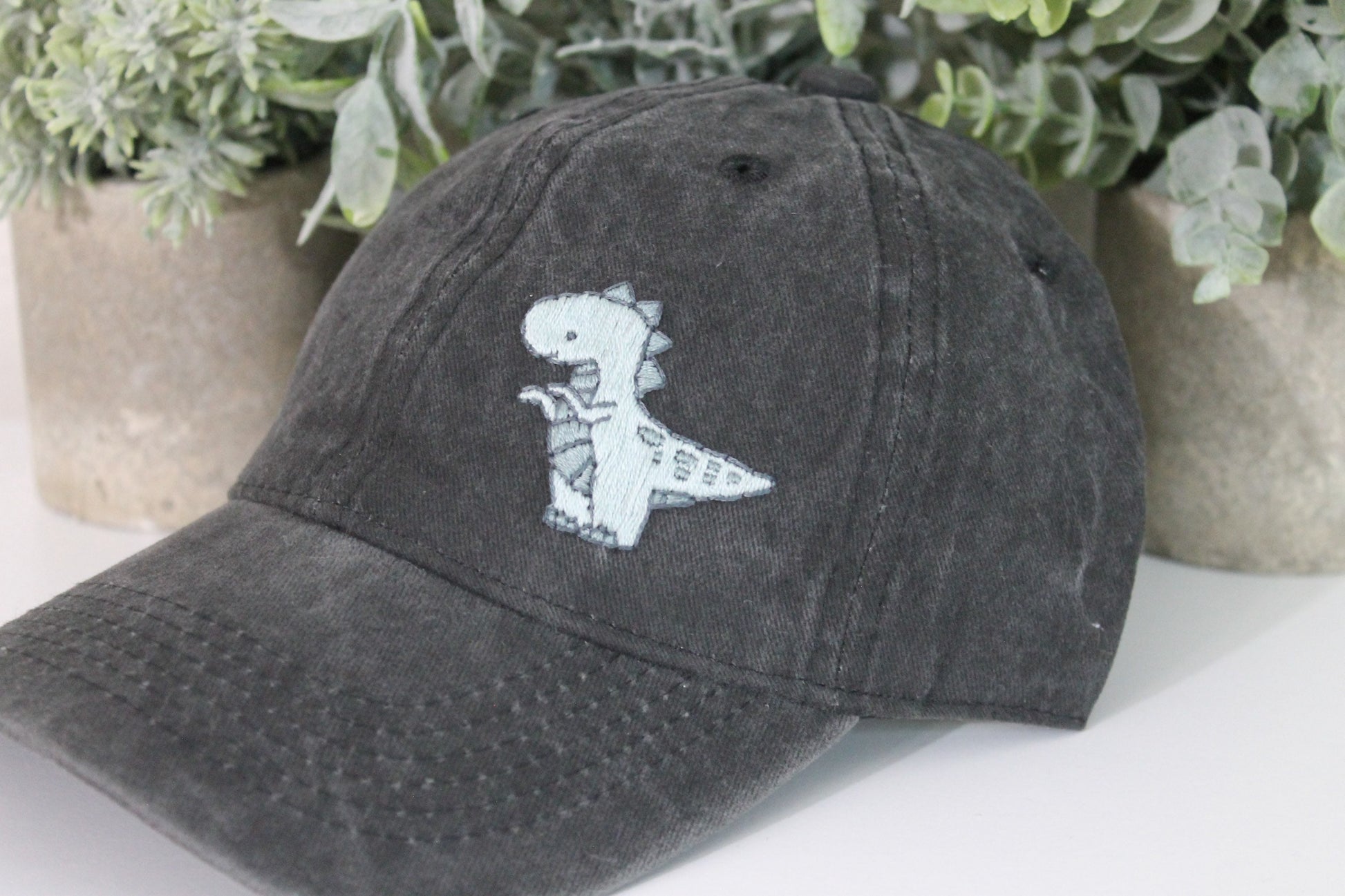 Dino hat embroidery | blue | dinosaur | baseball cap | hand embroidery | gift idea