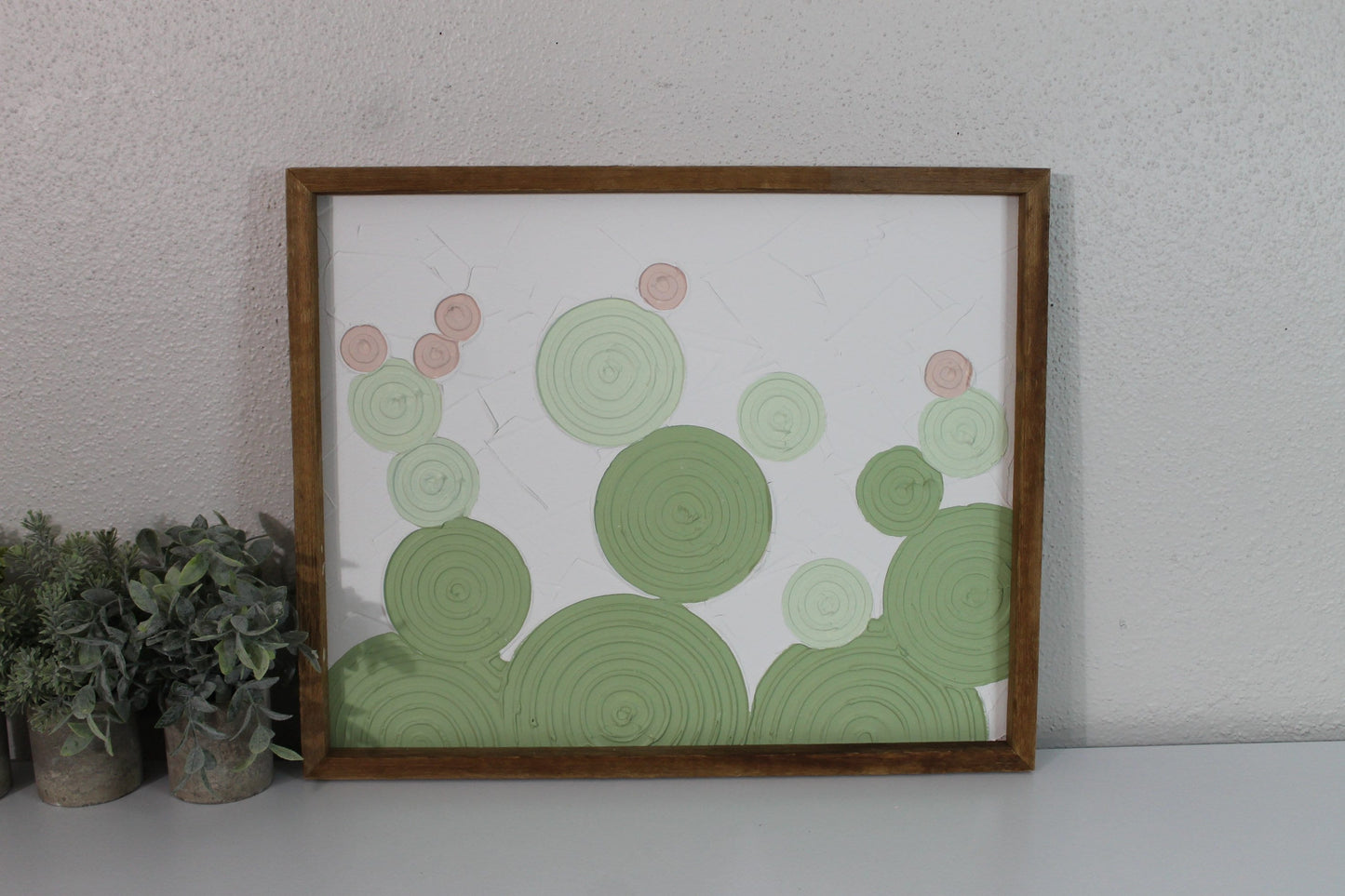 Cactus plaster decor | succulent | handmade barnwood frame | farmhouse decor | home decor | wall decor | handmade decor | plaster art