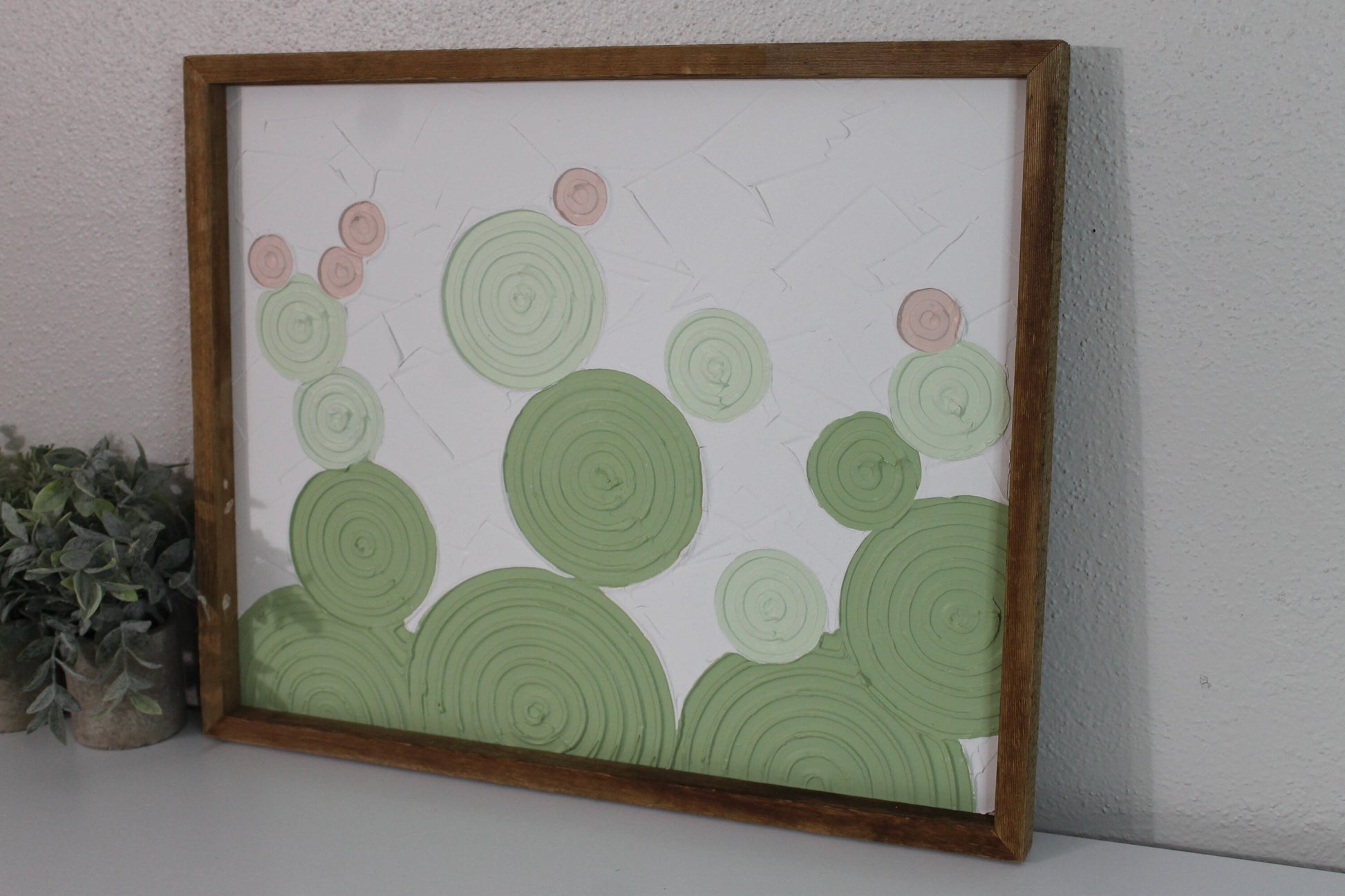 Cactus plaster decor | succulent | handmade barnwood frame | farmhouse decor | home decor | wall decor | handmade decor | plaster art