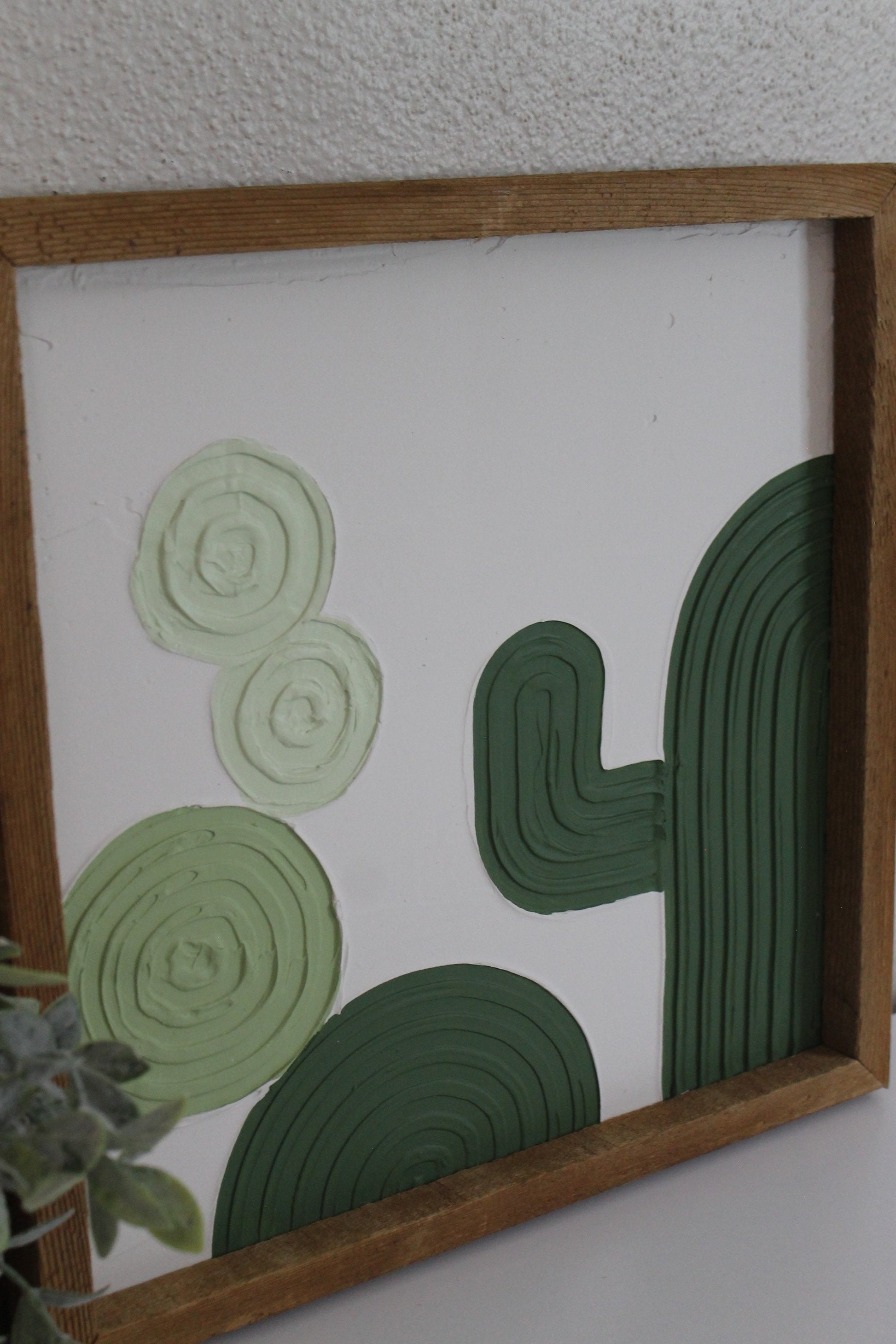 Cactus plaster decor | succulent | handmade barnwood frame | farmhouse decor | home decor | wall decor | handmade decor | plaster art