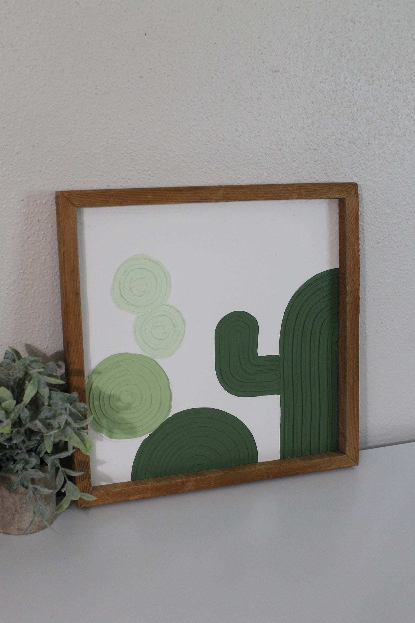 Cactus plaster decor | succulent | handmade barnwood frame | farmhouse decor | home decor | wall decor | handmade decor | plaster art