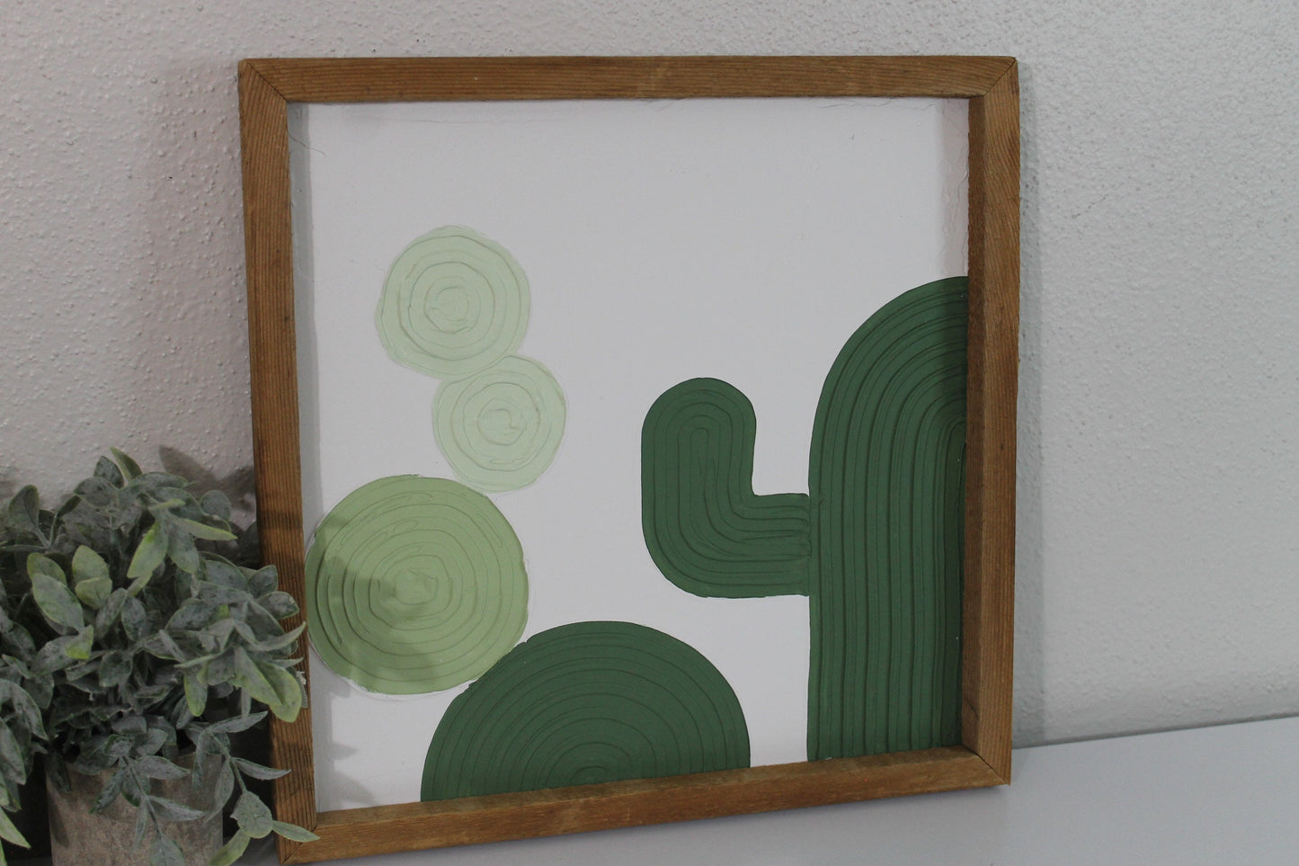 Cactus plaster decor | succulent | handmade barnwood frame | farmhouse decor | home decor | wall decor | handmade decor | plaster art