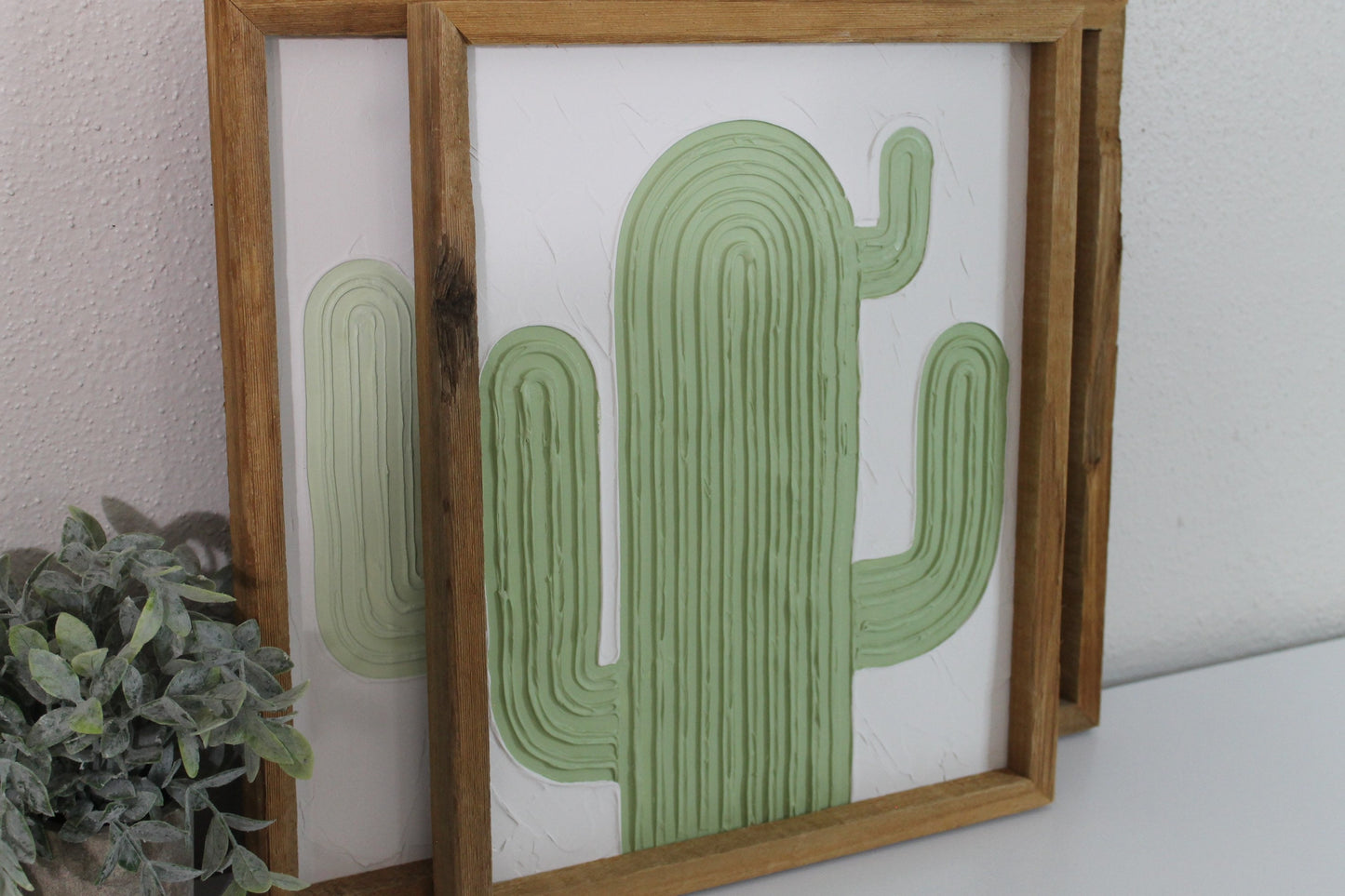 Cactus plaster decor | succulent | handmade barnwood frame | farmhouse decor | home decor | wall decor | handmade decor | plaster art