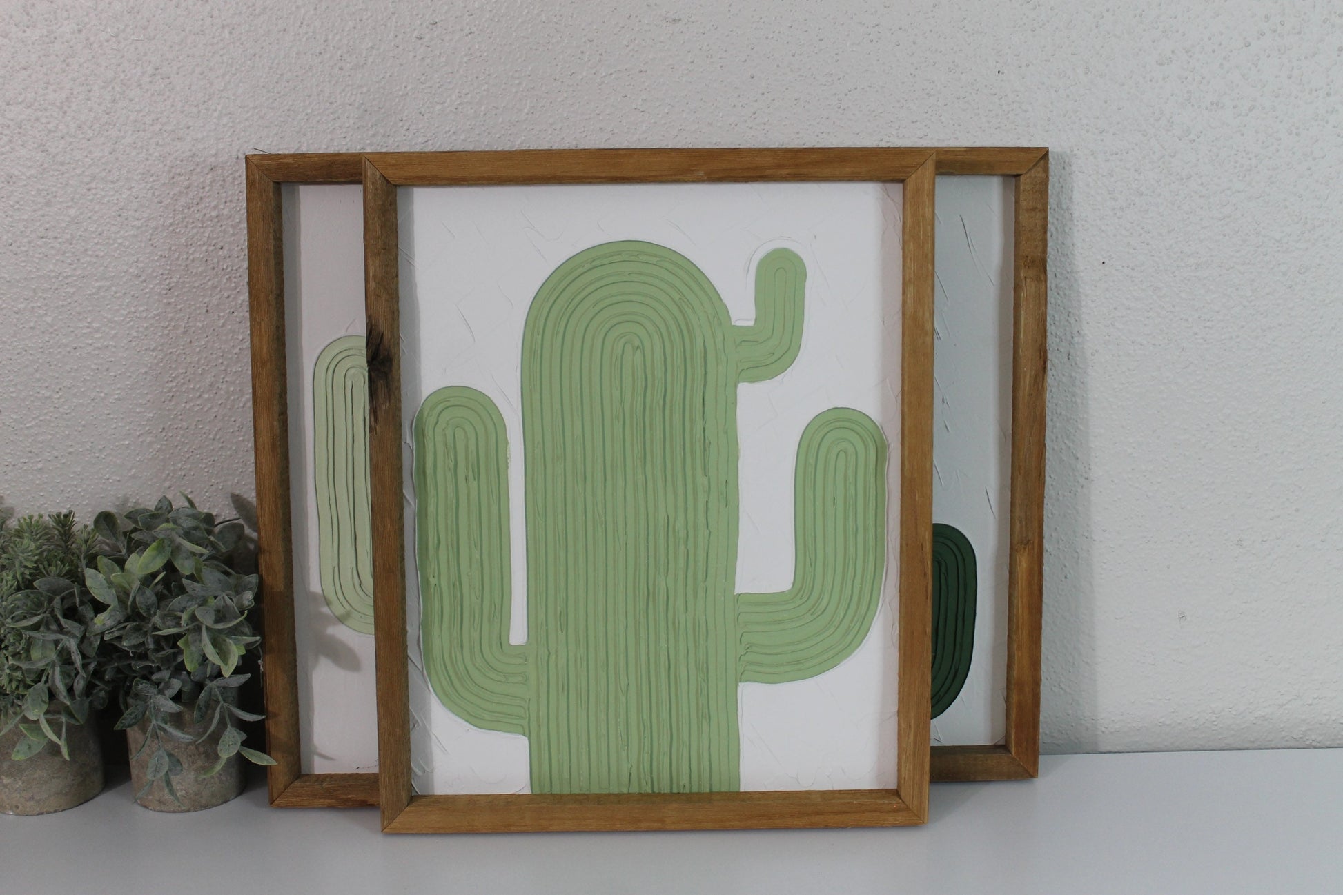 Cactus plaster decor | succulent | handmade barnwood frame | farmhouse decor | home decor | wall decor | handmade decor | plaster art