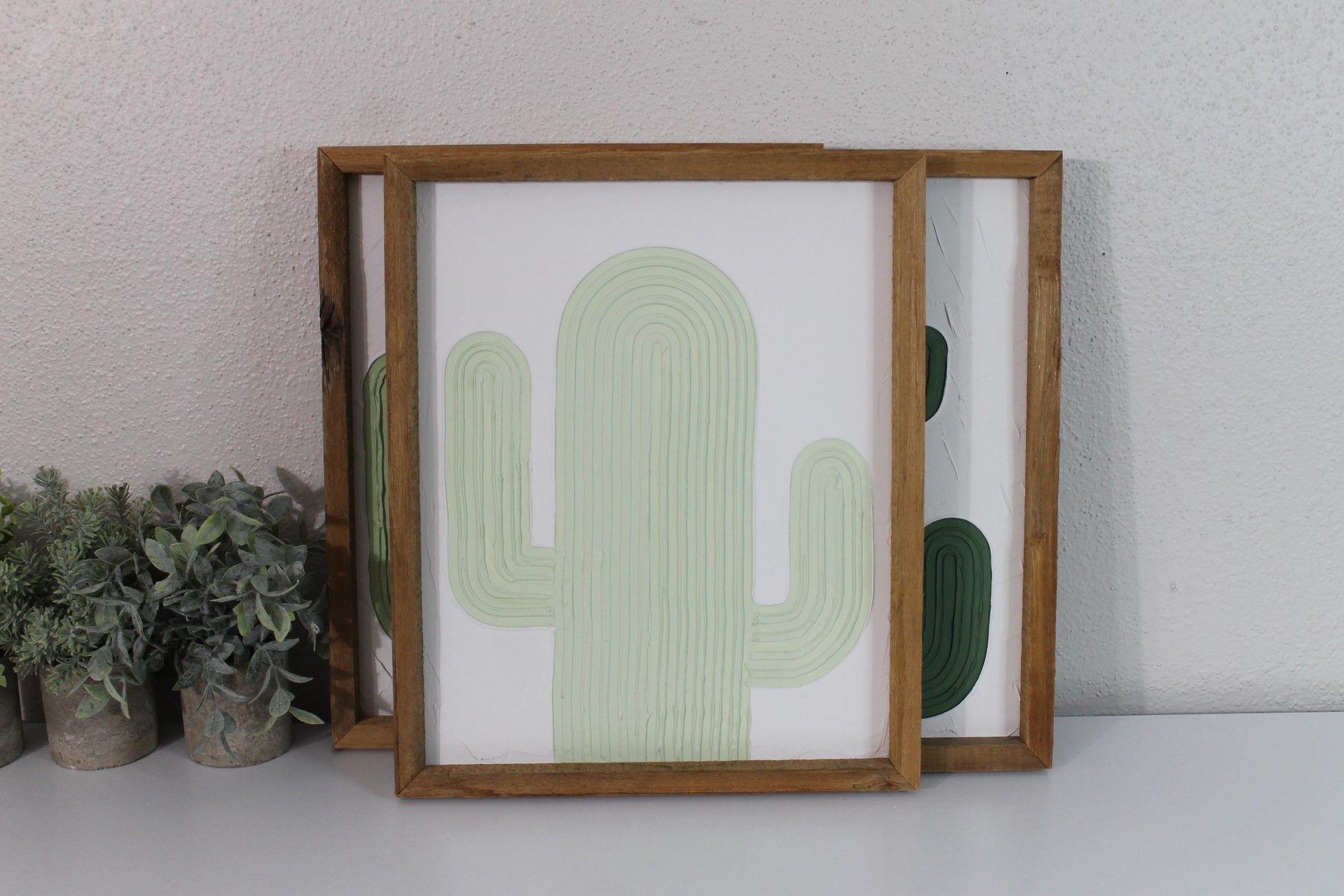 Cactus plaster decor | succulent | handmade barnwood frame | farmhouse decor | home decor | wall decor | handmade decor | plaster art