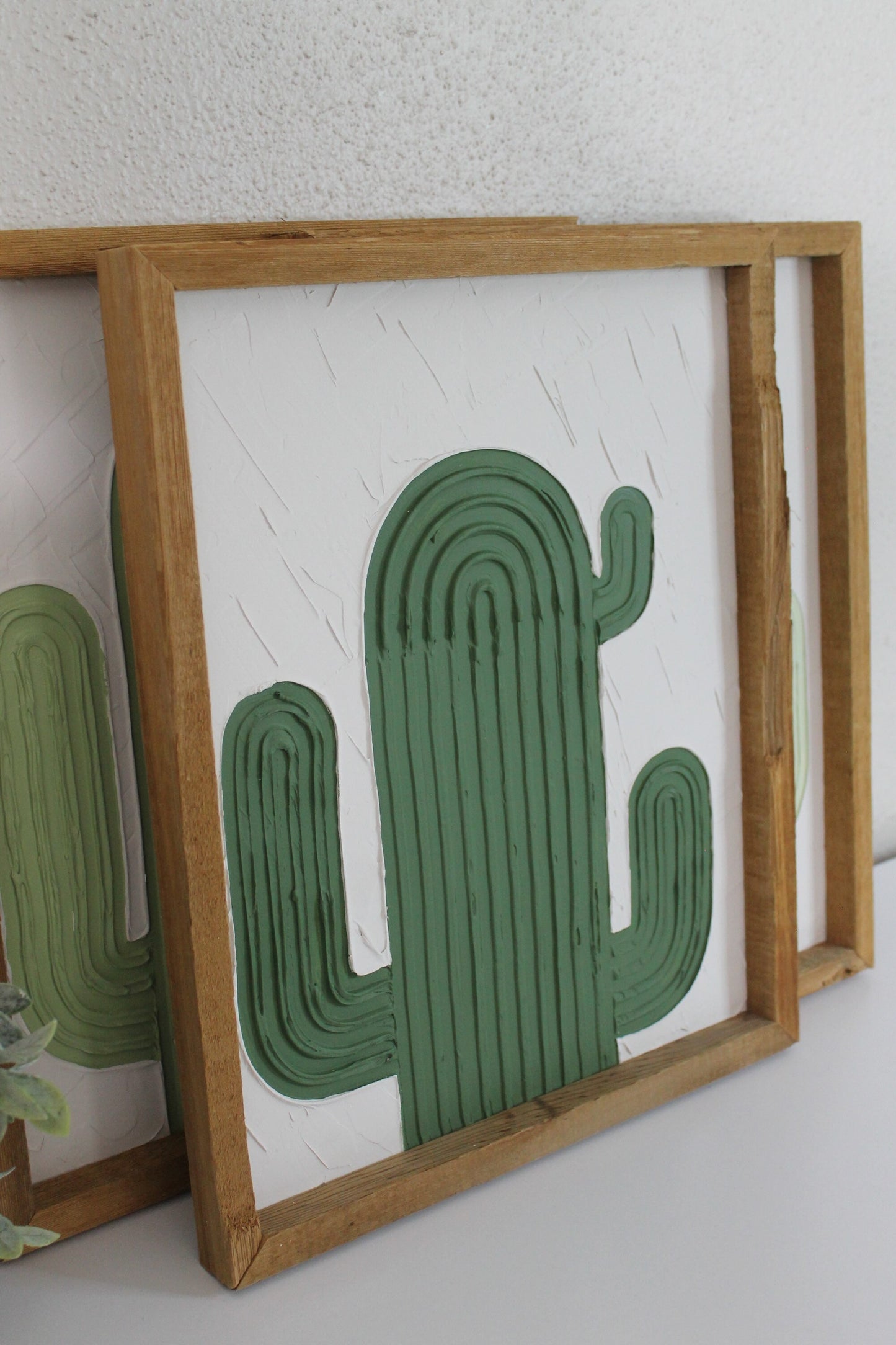Cactus plaster decor | succulent | handmade barnwood frame | farmhouse decor | home decor | wall decor | handmade decor | plaster art