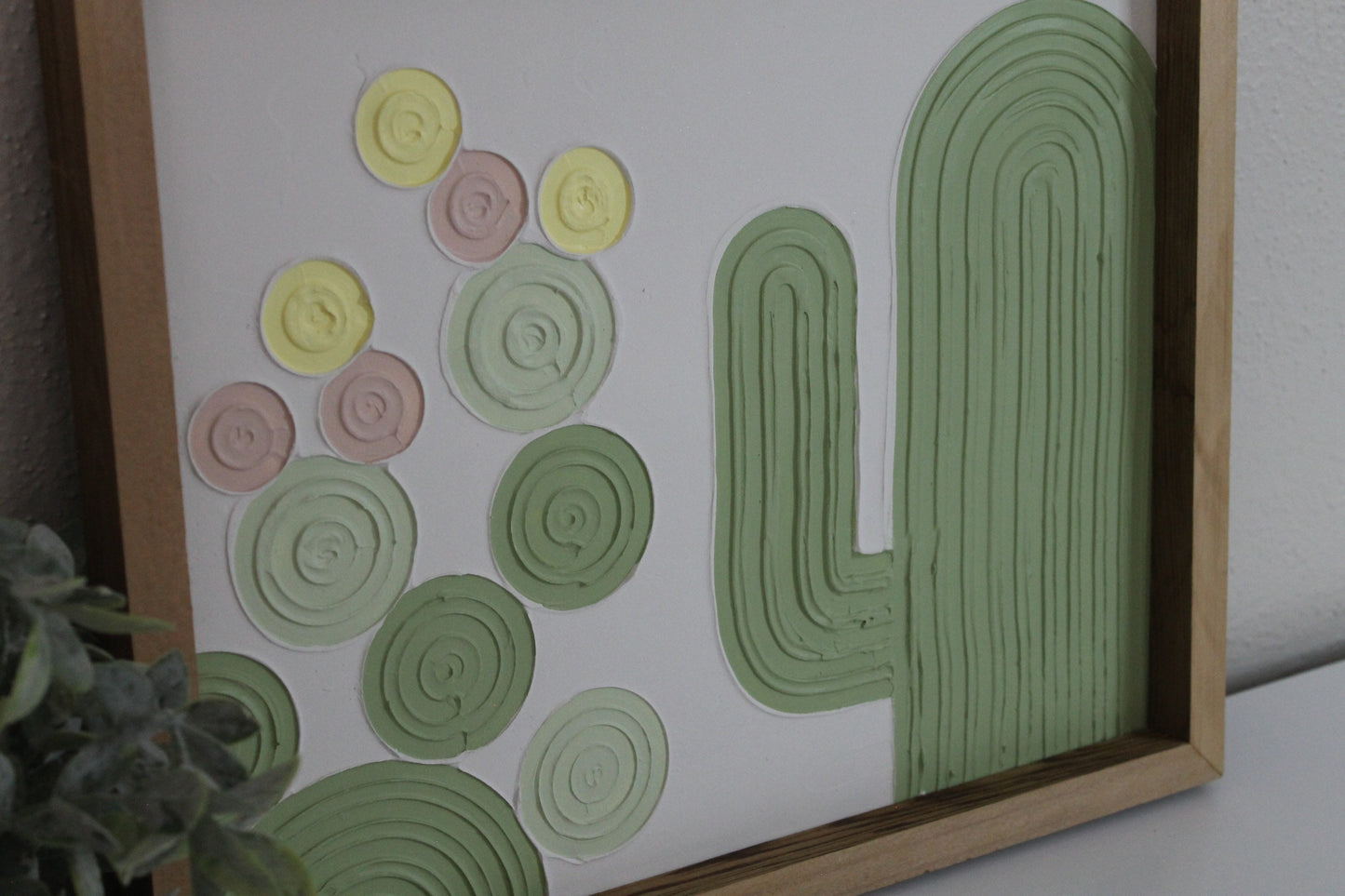 Cactus plaster decor | succulent | handmade barnwood frame | farmhouse decor | home decor | wall decor | handmade decor | plaster art