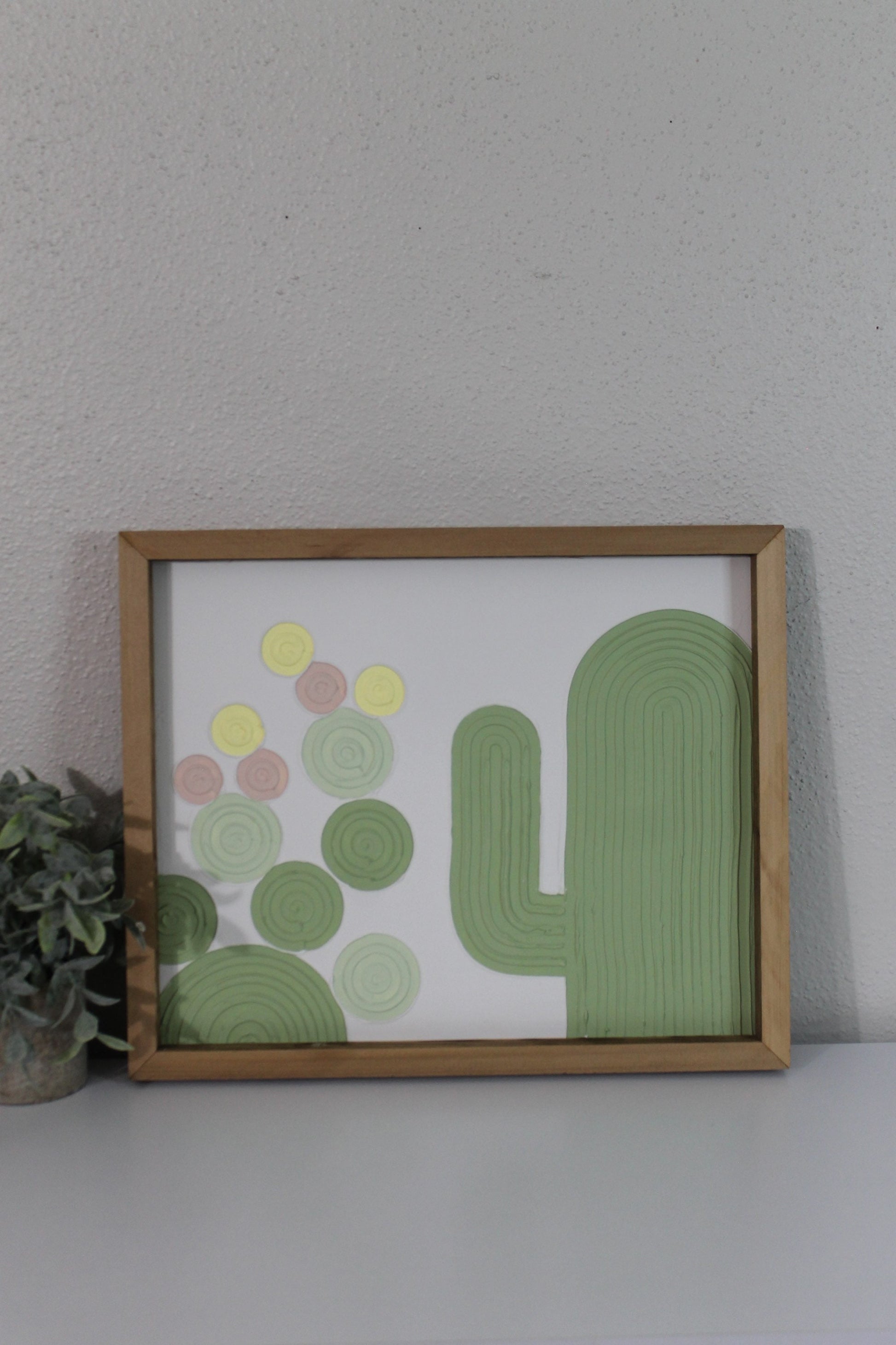 Cactus plaster decor | succulent | handmade barnwood frame | farmhouse decor | home decor | wall decor | handmade decor | plaster art