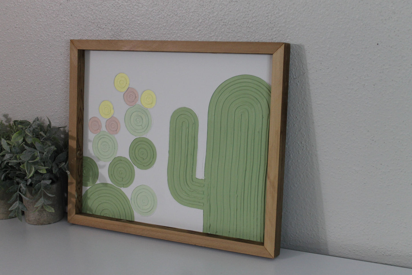 Cactus plaster decor | succulent | handmade barnwood frame | farmhouse decor | home decor | wall decor | handmade decor | plaster art