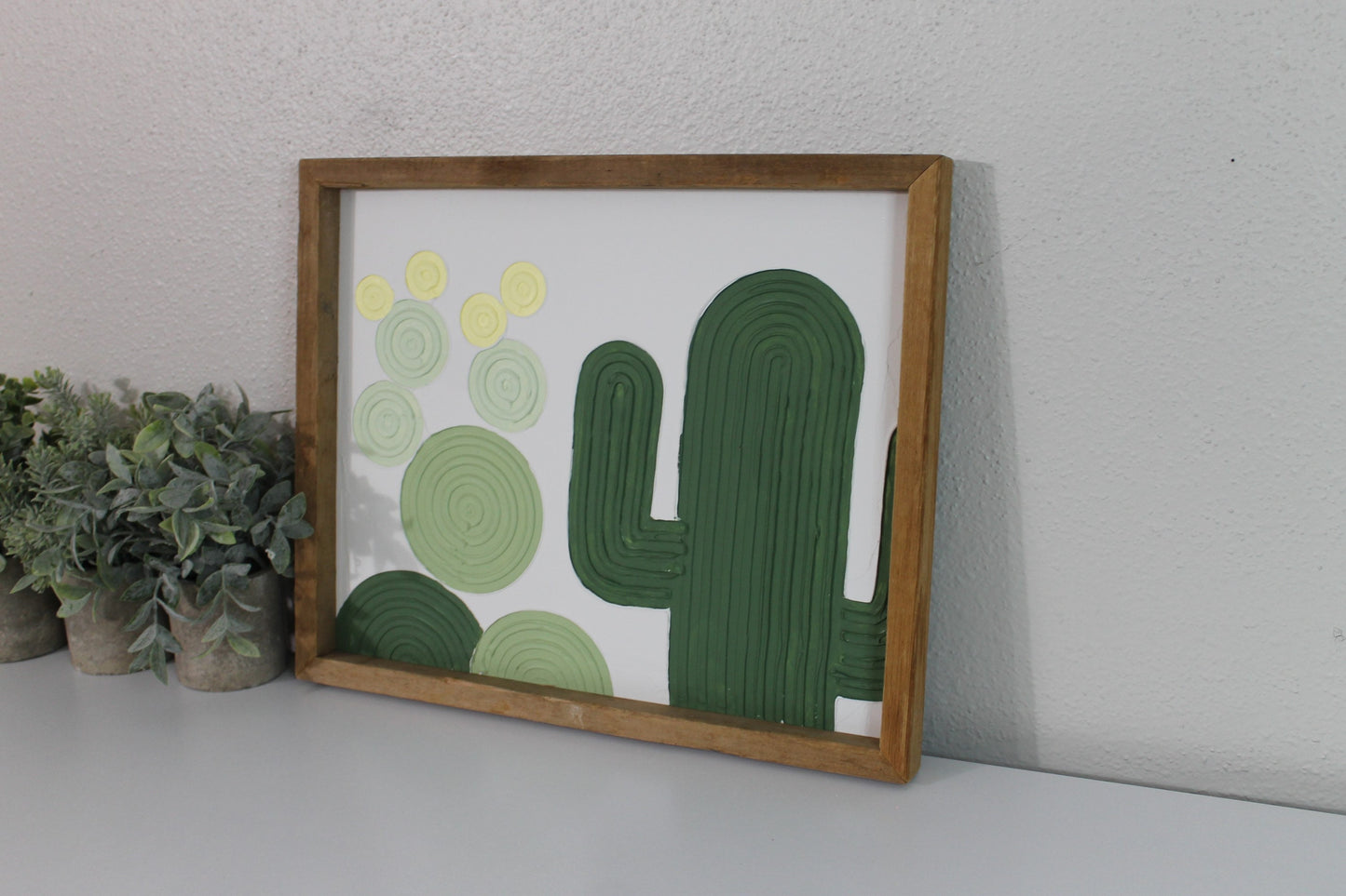 Cactus plaster decor | succulent | handmade barnwood frame | farmhouse decor | home decor | wall decor | handmade decor | plaster art