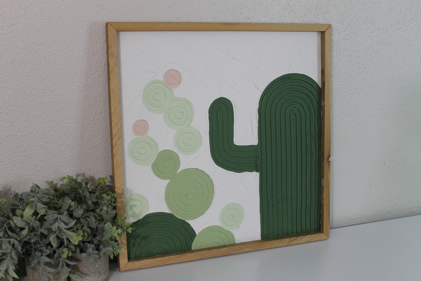 Cactus plaster decor | succulent | handmade barnwood frame | farmhouse decor | home decor | wall decor | handmade decor | plaster art