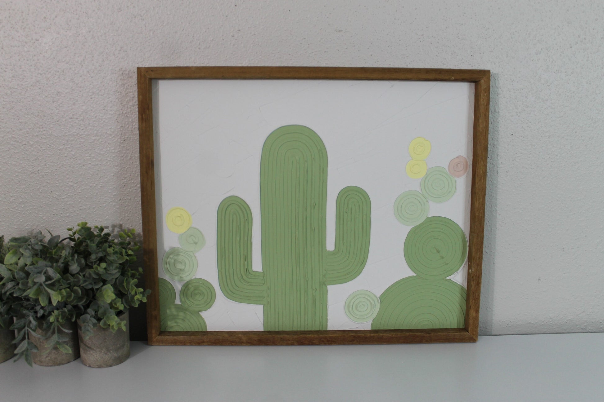 Cactus plaster decor | succulent | handmade barnwood frame | farmhouse decor | home decor | wall decor | handmade decor | plaster art