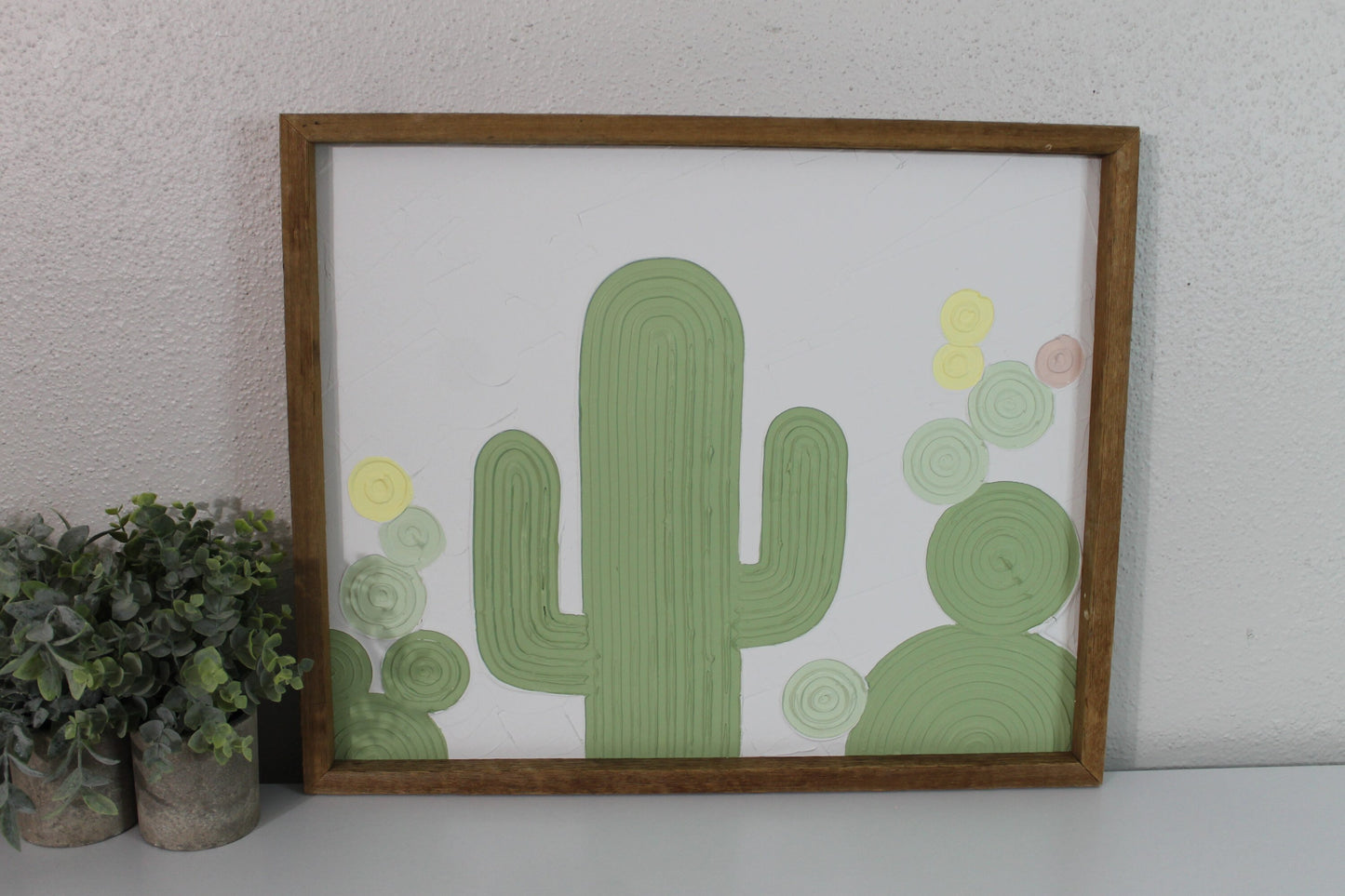 Cactus plaster decor | succulent | handmade barnwood frame | farmhouse decor | home decor | wall decor | handmade decor | plaster art