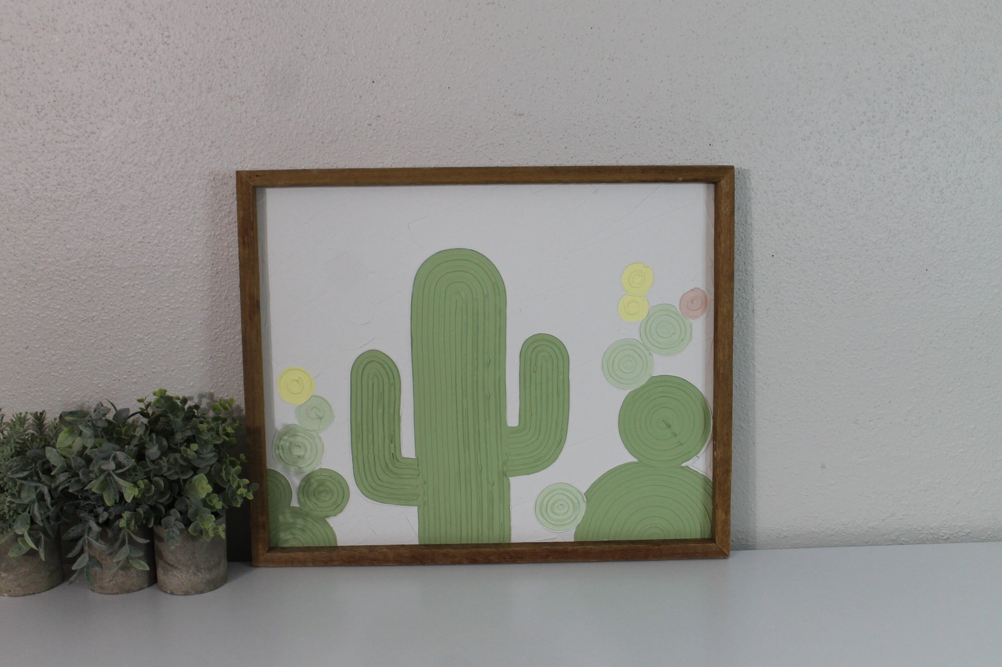 Cactus plaster decor | succulent | handmade barnwood frame | farmhouse decor | home decor | wall decor | handmade decor | plaster art