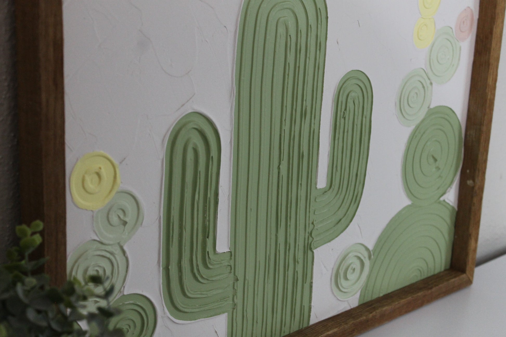 Cactus plaster decor | succulent | handmade barnwood frame | farmhouse decor | home decor | wall decor | handmade decor | plaster art