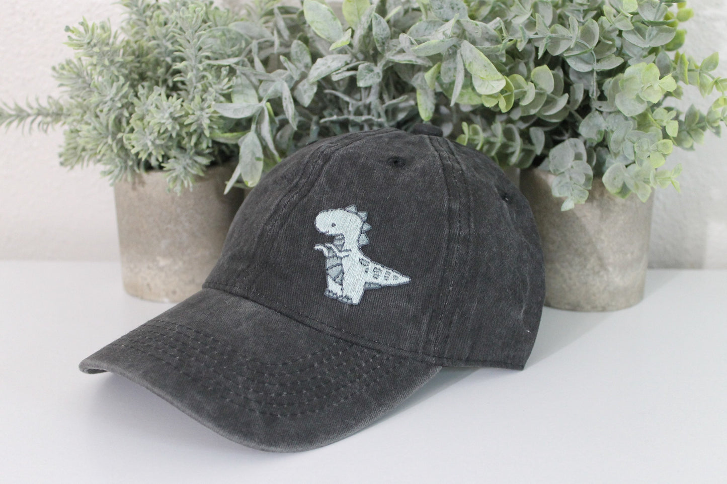 Dino hat embroidery | blue | dinosaur | baseball cap | hand embroidery | gift idea