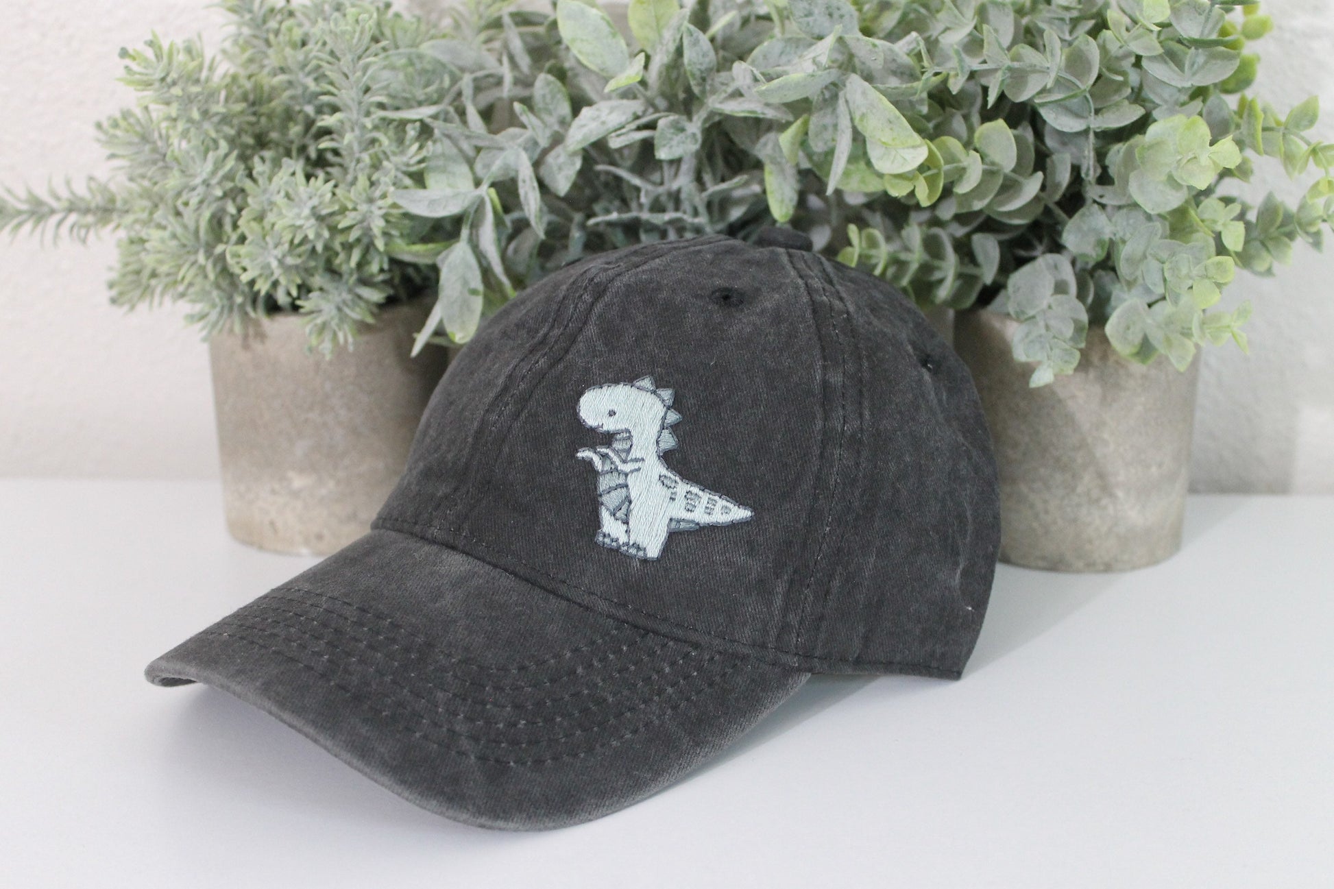 Dino hat embroidery | blue | dinosaur | baseball cap | hand embroidery | gift idea