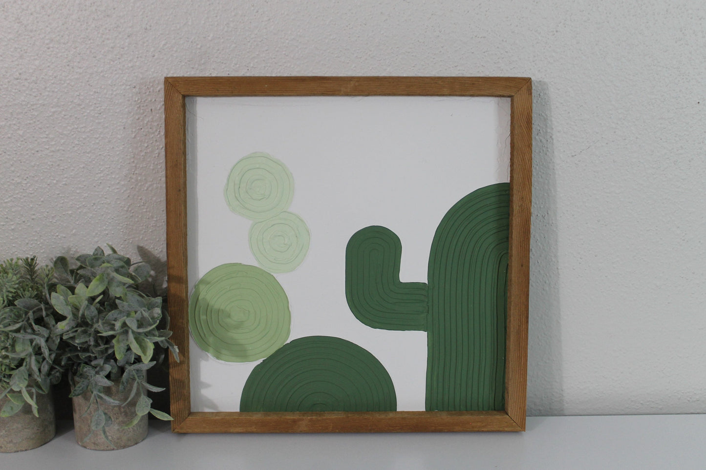 Cactus plaster decor | succulent | handmade barnwood frame | farmhouse decor | home decor | wall decor | handmade decor | plaster art