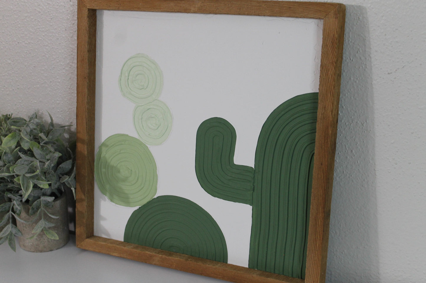 Cactus plaster decor | succulent | handmade barnwood frame | farmhouse decor | home decor | wall decor | handmade decor | plaster art
