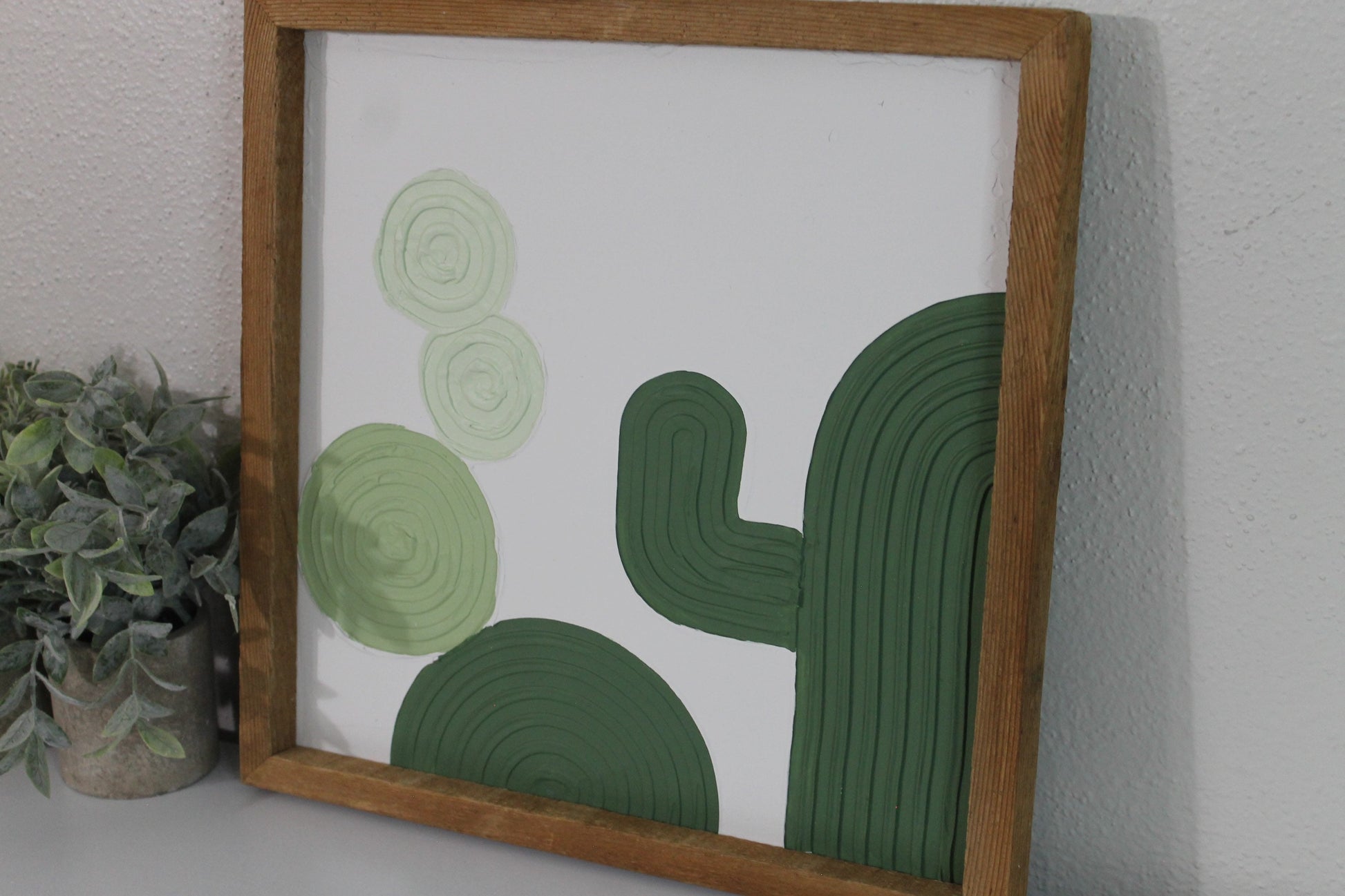 Cactus plaster decor | succulent | handmade barnwood frame | farmhouse decor | home decor | wall decor | handmade decor | plaster art