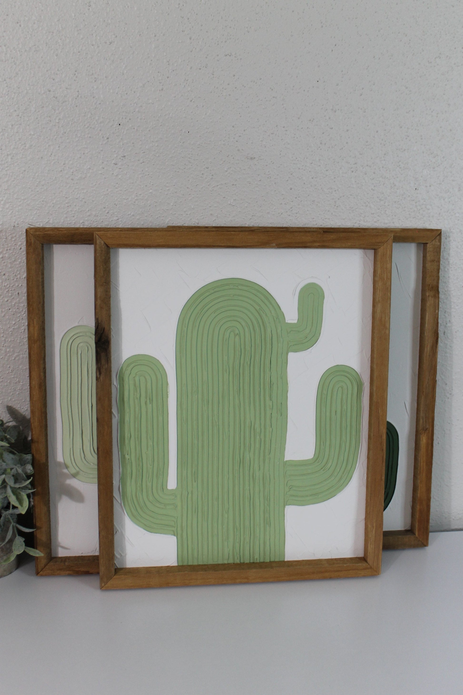 Cactus plaster decor | succulent | handmade barnwood frame | farmhouse decor | home decor | wall decor | handmade decor | plaster art