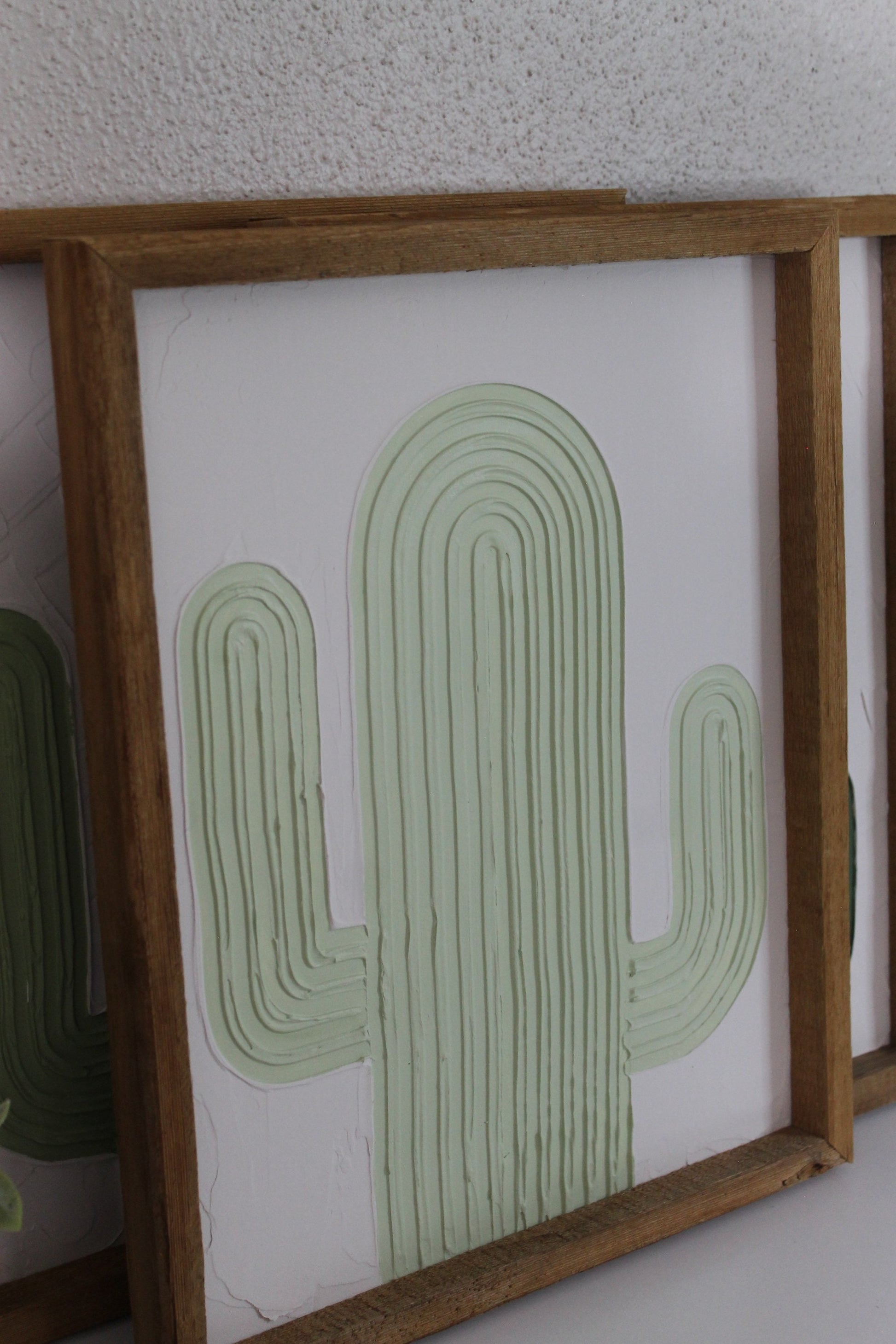 Cactus plaster decor | succulent | handmade barnwood frame | farmhouse decor | home decor | wall decor | handmade decor | plaster art