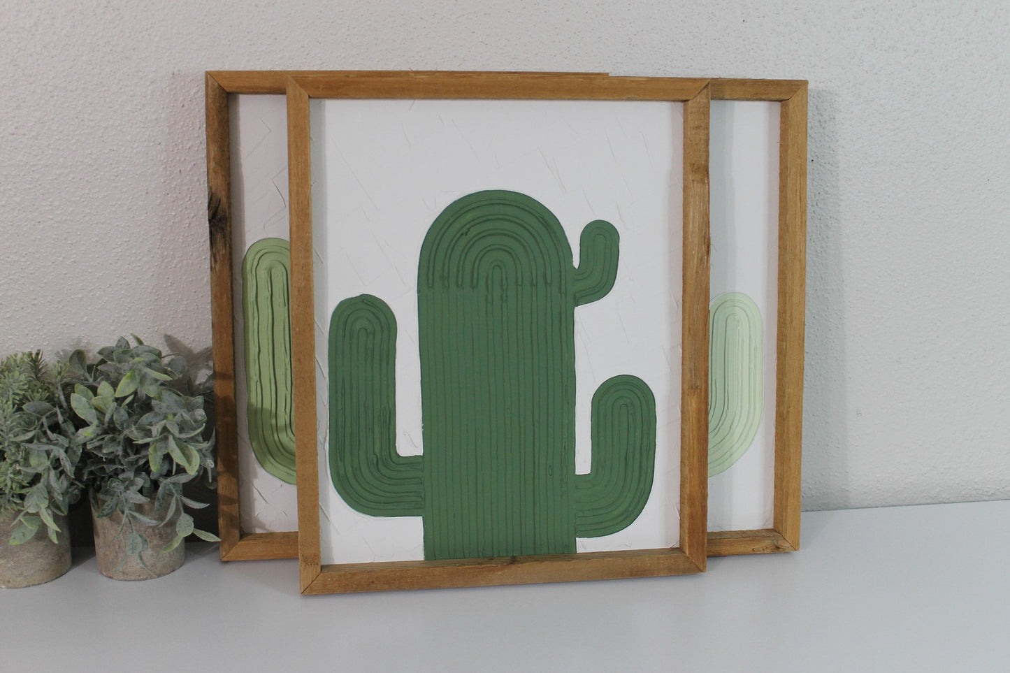 Cactus plaster decor | succulent | handmade barnwood frame | farmhouse decor | home decor | wall decor | handmade decor | plaster art