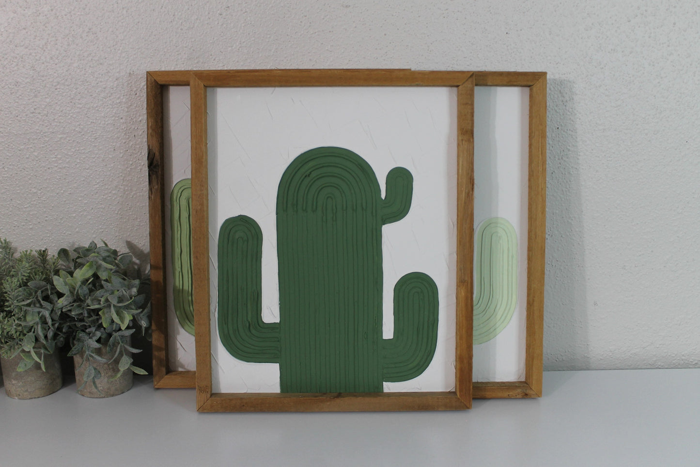 Cactus plaster decor | succulent | handmade barnwood frame | farmhouse decor | home decor | wall decor | handmade decor | plaster art