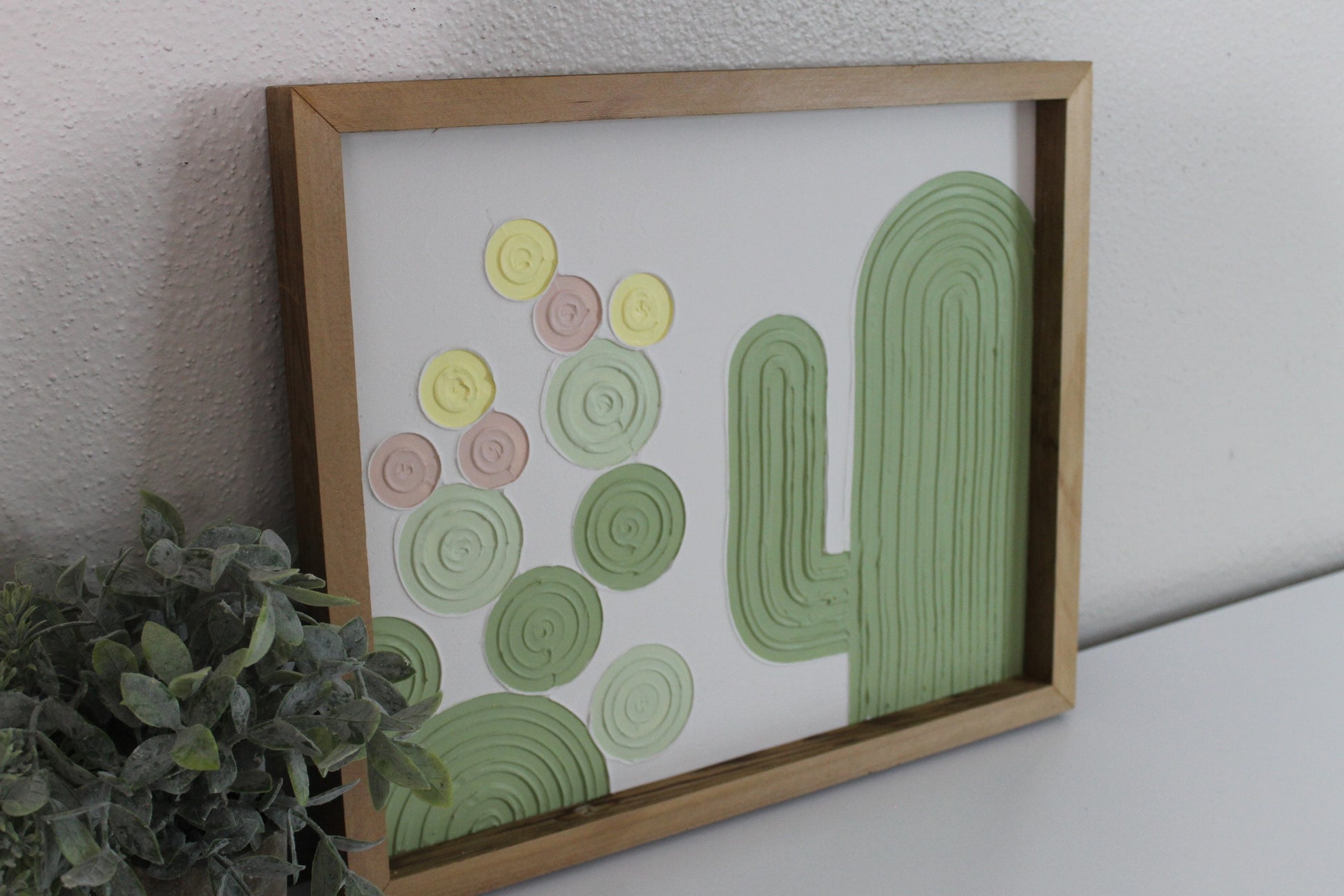 Cactus plaster decor | succulent | handmade barnwood frame | farmhouse decor | home decor | wall decor | handmade decor | plaster art