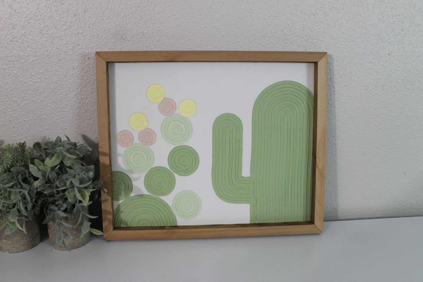 Cactus plaster decor | succulent | handmade barnwood frame | farmhouse decor | home decor | wall decor | handmade decor | plaster art