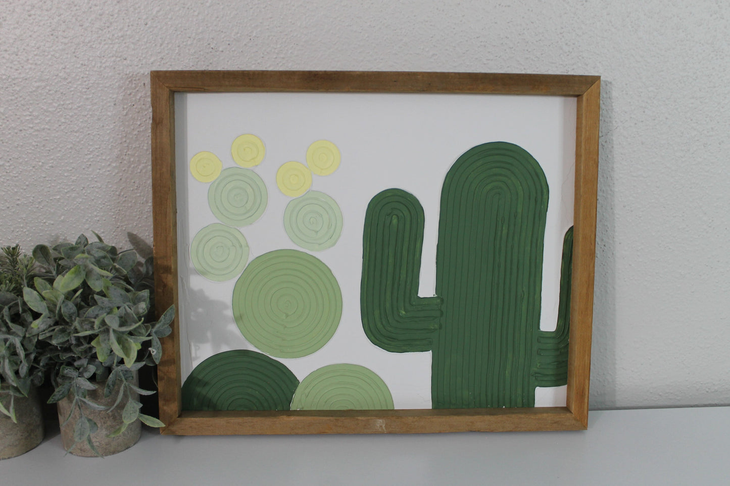 Cactus plaster decor | succulent | handmade barnwood frame | farmhouse decor | home decor | wall decor | handmade decor | plaster art