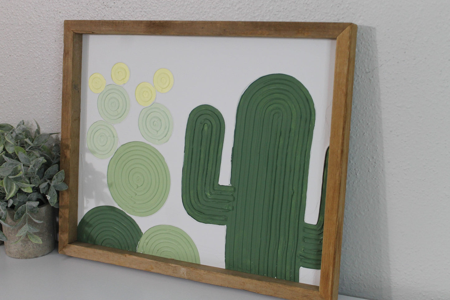 Cactus plaster decor | succulent | handmade barnwood frame | farmhouse decor | home decor | wall decor | handmade decor | plaster art