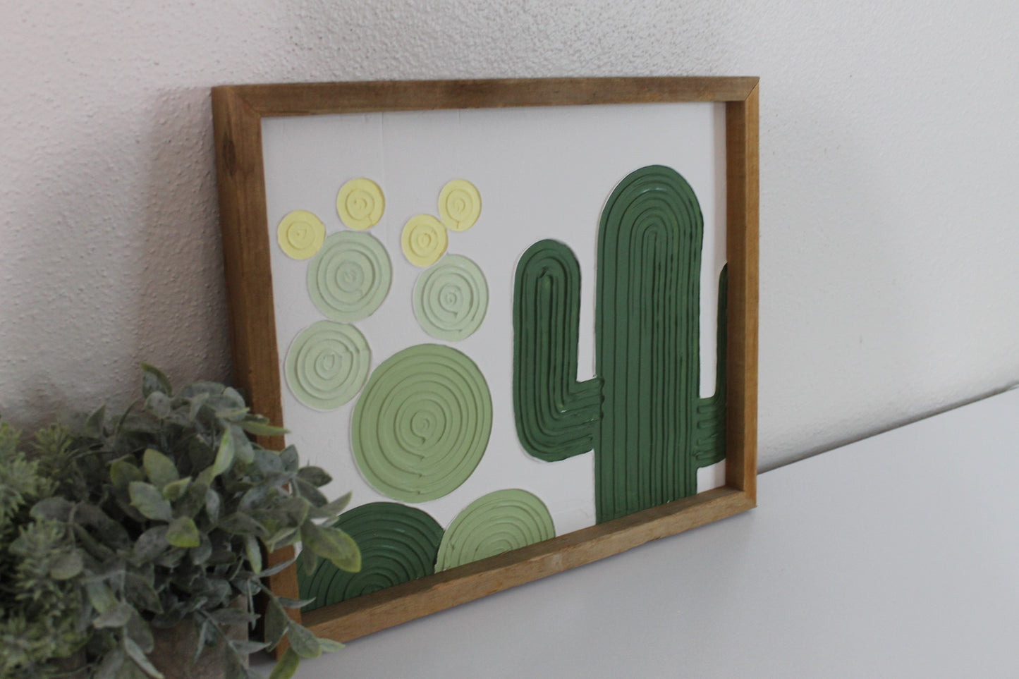 Cactus plaster decor | succulent | handmade barnwood frame | farmhouse decor | home decor | wall decor | handmade decor | plaster art